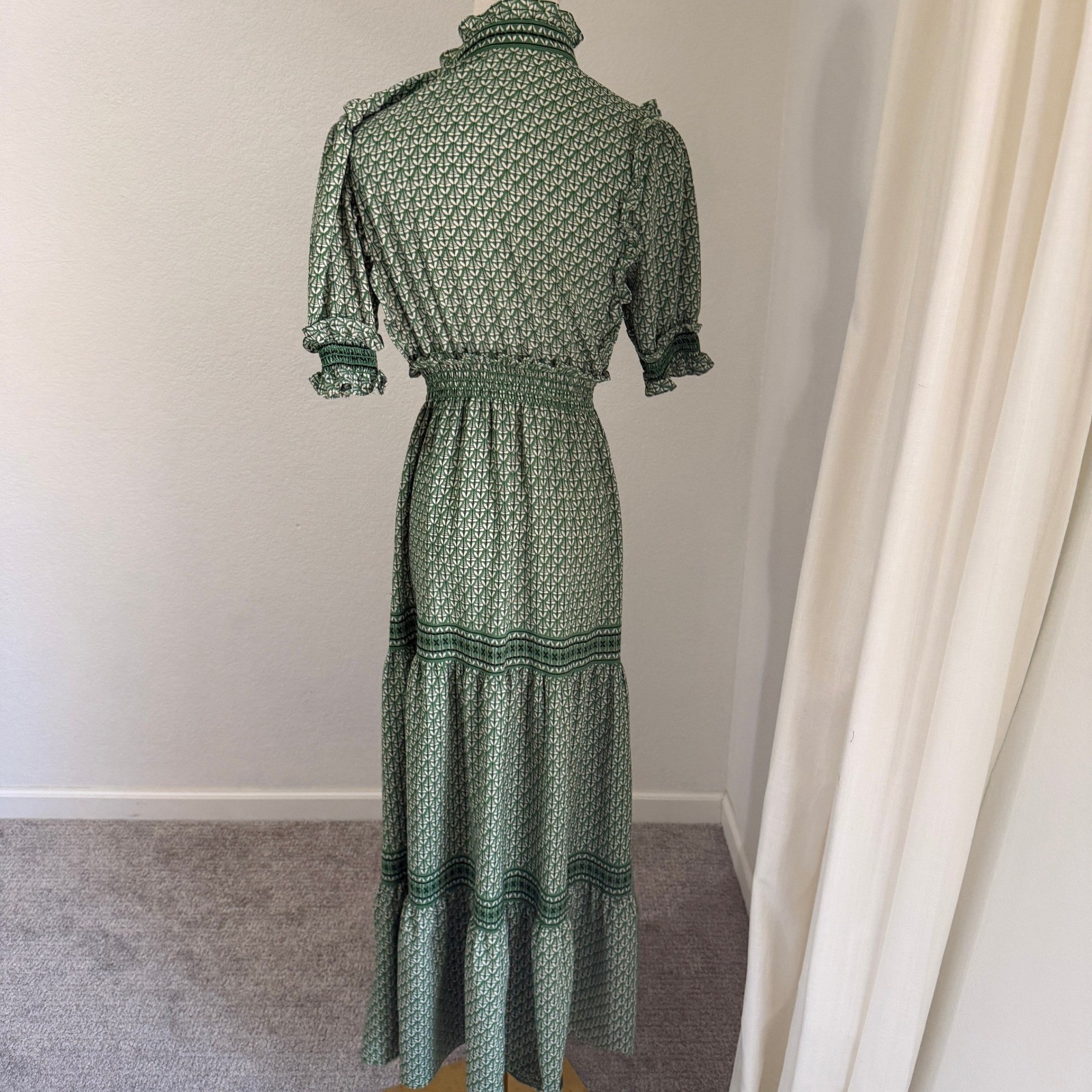 Max Edition Green Tiered Maxi Dress Medium Garden French Cottagecore Peasant