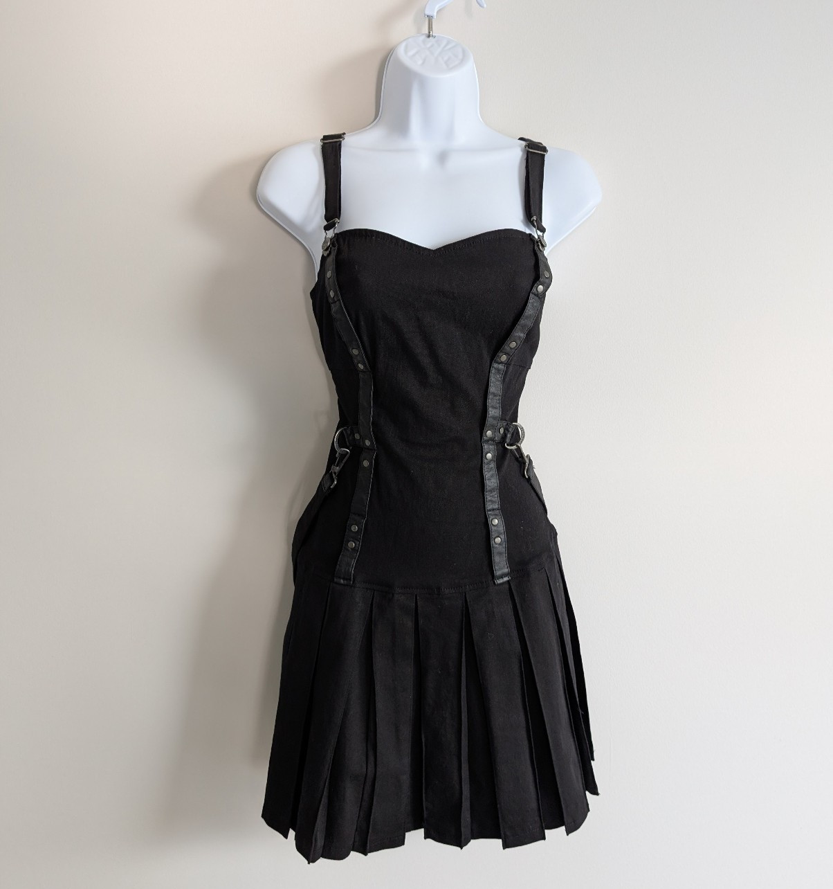 Royal Bones Daang Mini Dress Womens Medium Goth Punk 90s Pleated Y2K Vintage