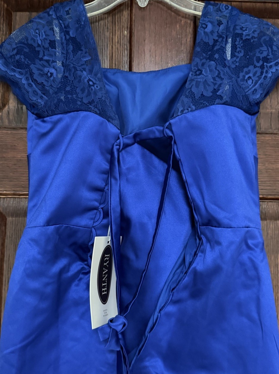 Ryanth Royal Blue Satin Mermaid Elegant Size 2 XS Formal Evening Gown Corset NWT