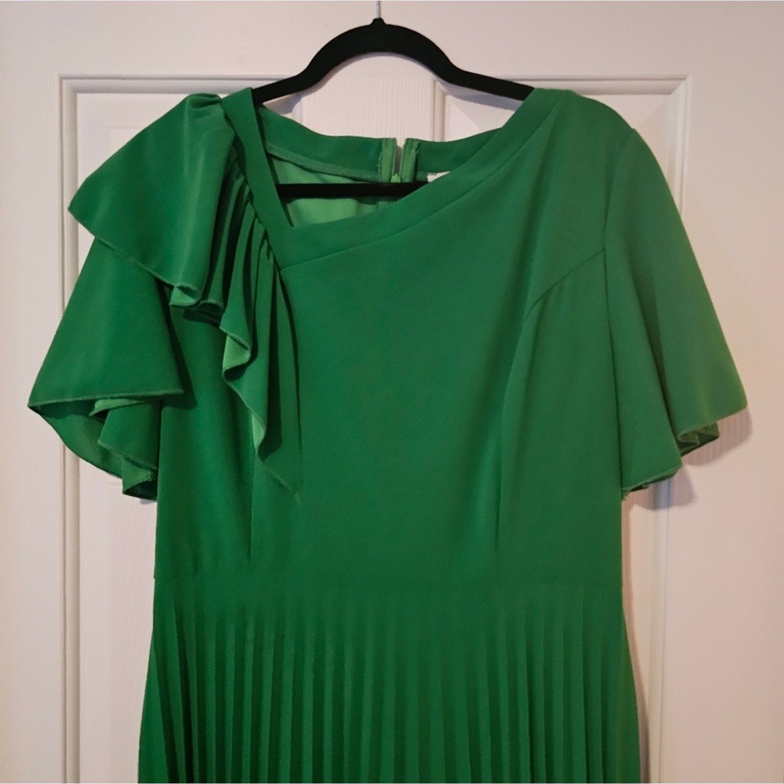 Aomei Green Midi Dress Size 2XL Pleated Flowy Plus Size Dress