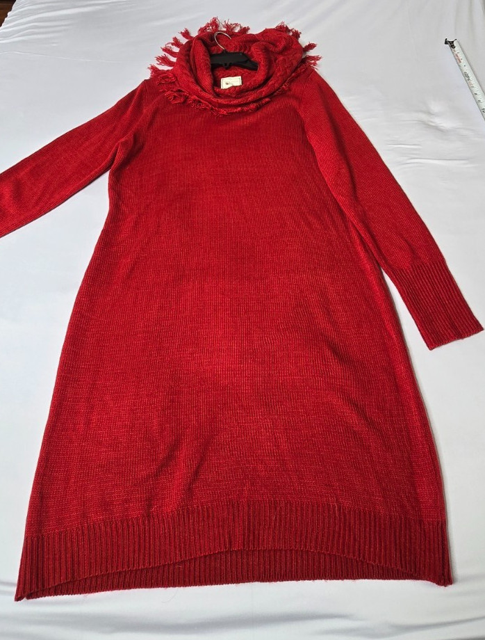 Pink Rose Women Sweater Dress Red Knit Long Sleeve Size 3X Plus