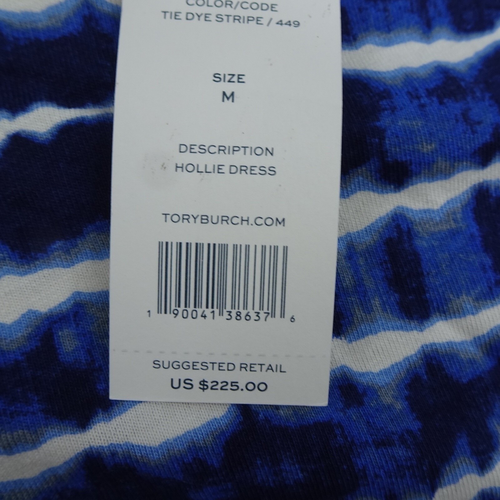 Tory Burch Dress Womens Medium M Blue Shift Midi Tye Die Career Stretch Hollie