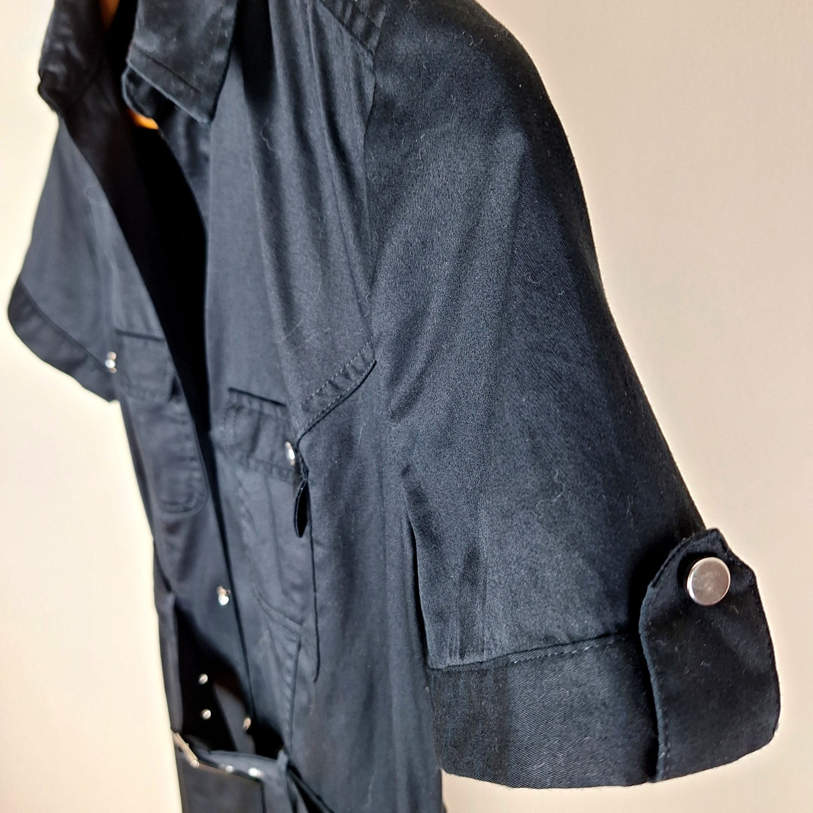 Black Goth Utility Shirt Dress, Size 6. Streetwear Metal 90s punk indie skater