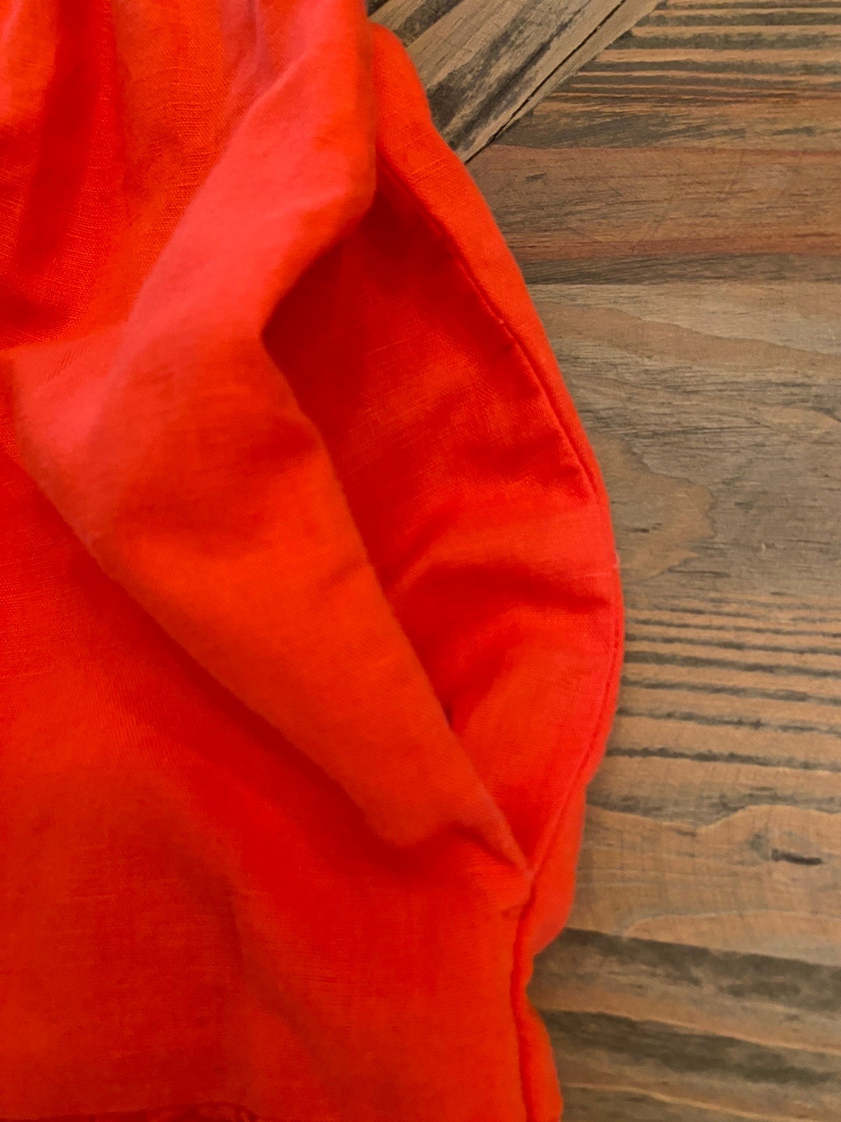 Goodthreads Linen Cotton Tiered Dress Women’s Medium Coral Red Flutter Sleeve