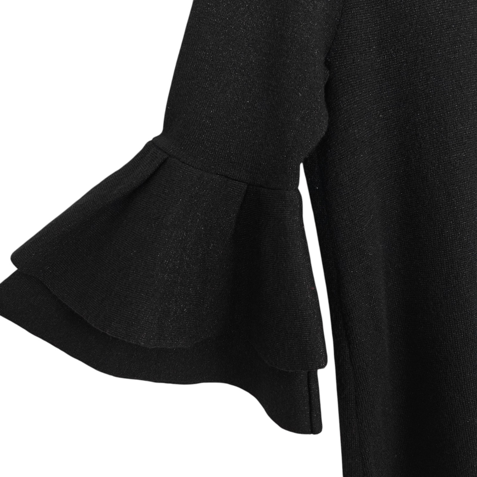 Anthropologie Claudette Ruffled Sweater Dress Size Small Black Metallic Tunic