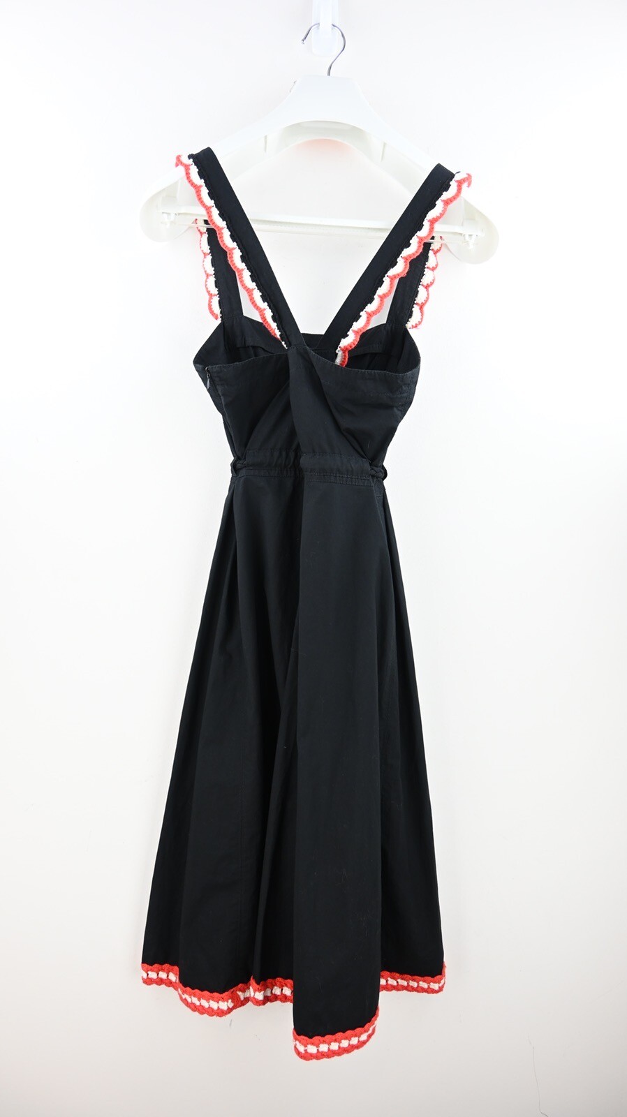 Sonia Rykel Cross back pinafore dress with crochet cherries & trim size EU38/M