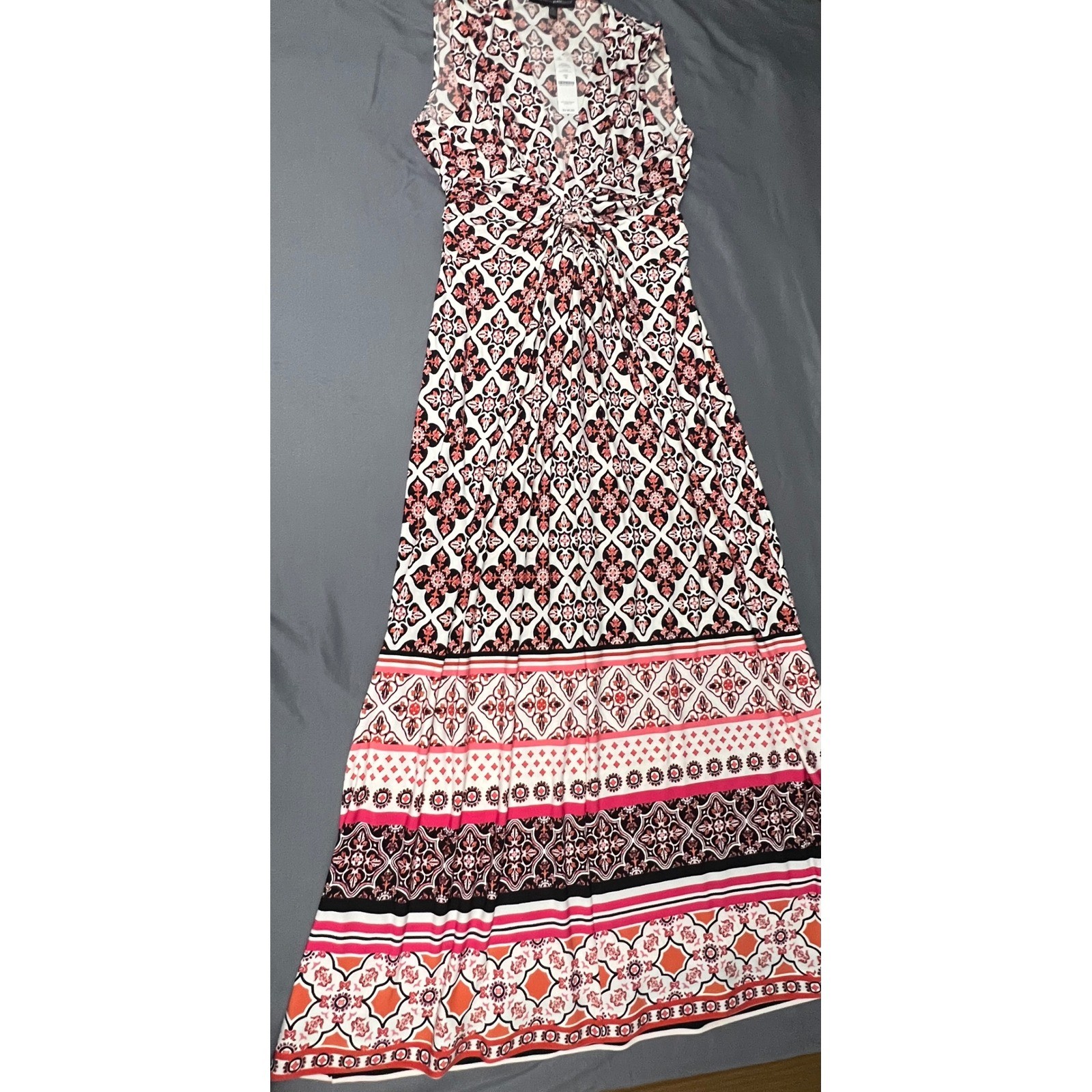 NWT White House Black Market Twist Front Maxi Dress M Pink Black $140 WHBM