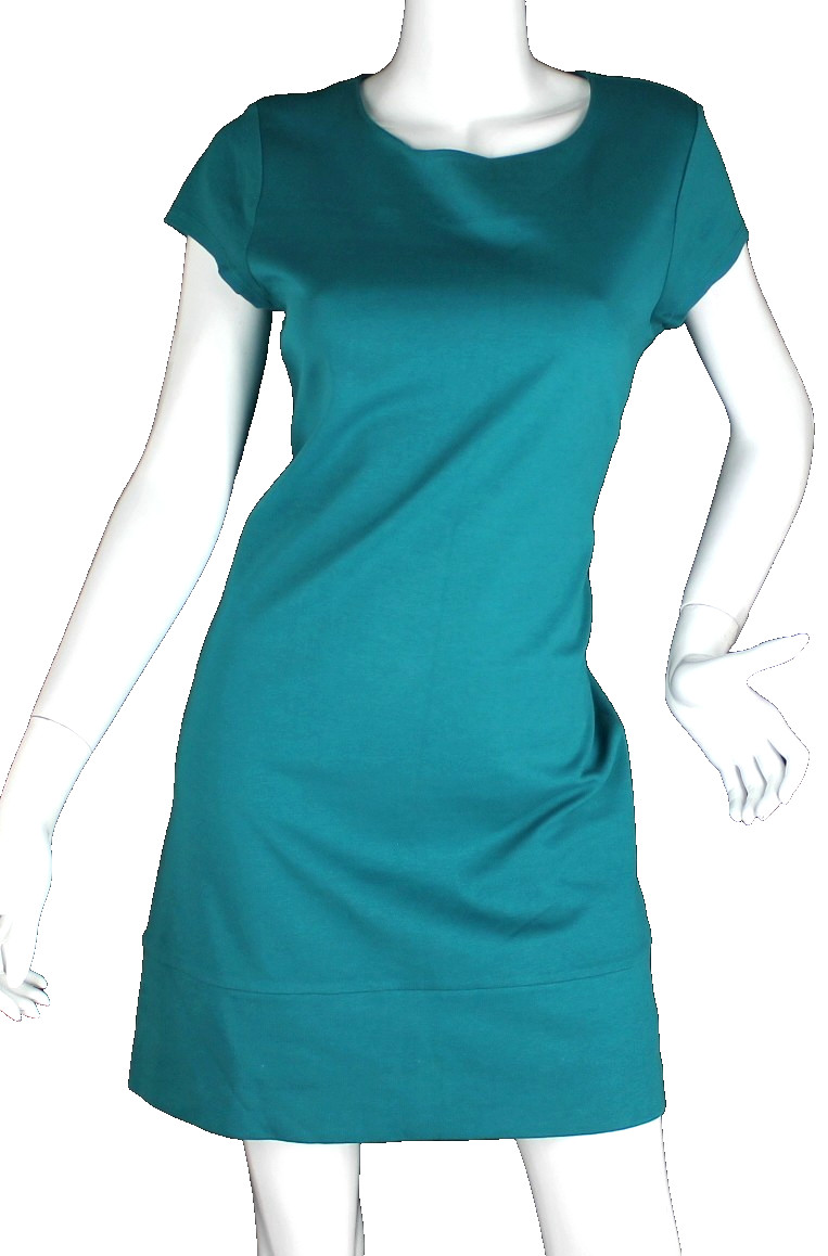 {New York & Company} Dress Sz M Green Shift 100% Cotton Stretch Summer