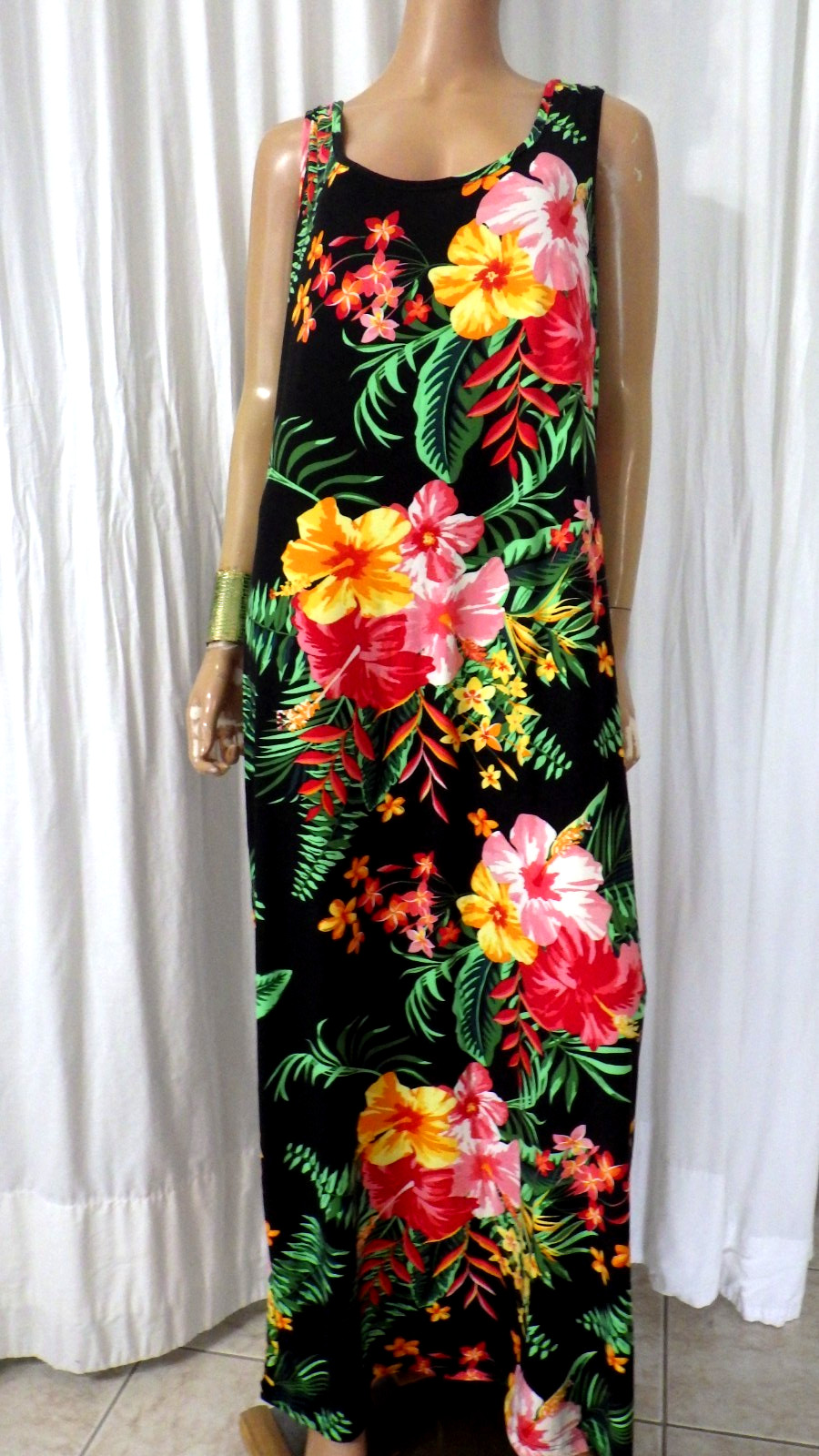 NWT ROUGE SIZE 4X STRETCH KNIT MULTICOLOR SHEATH MAXI Dress BUST 52″ NIP