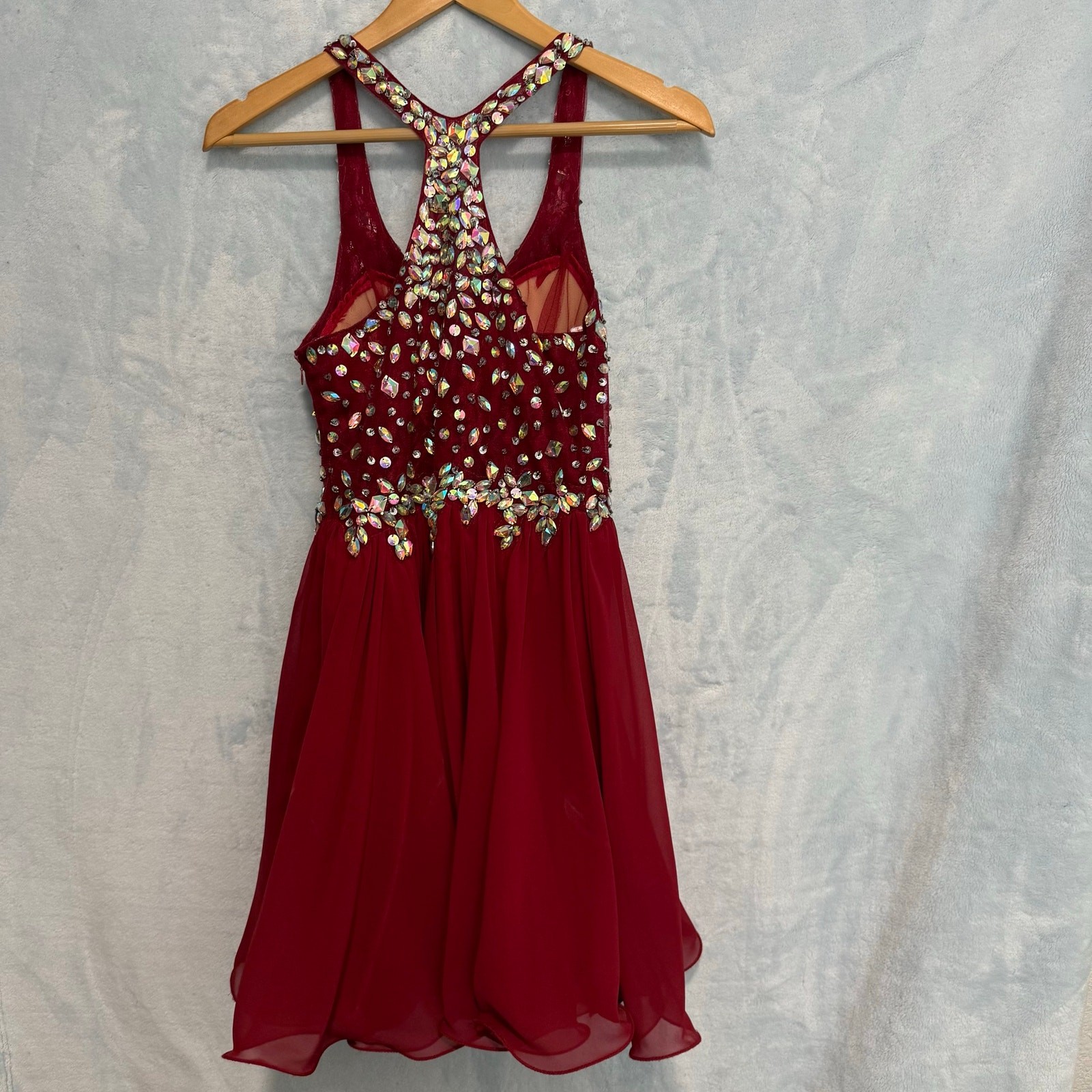 Dancing Queen Red Embellished Halter Cocktail Dress Homecoming Mini S Prom