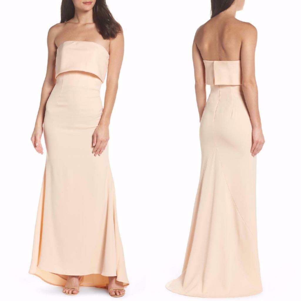 NEW JARLO Natural Blaze NUDE PEACH Strapless FOLDOVER Bodice Mermaid GOWN 4