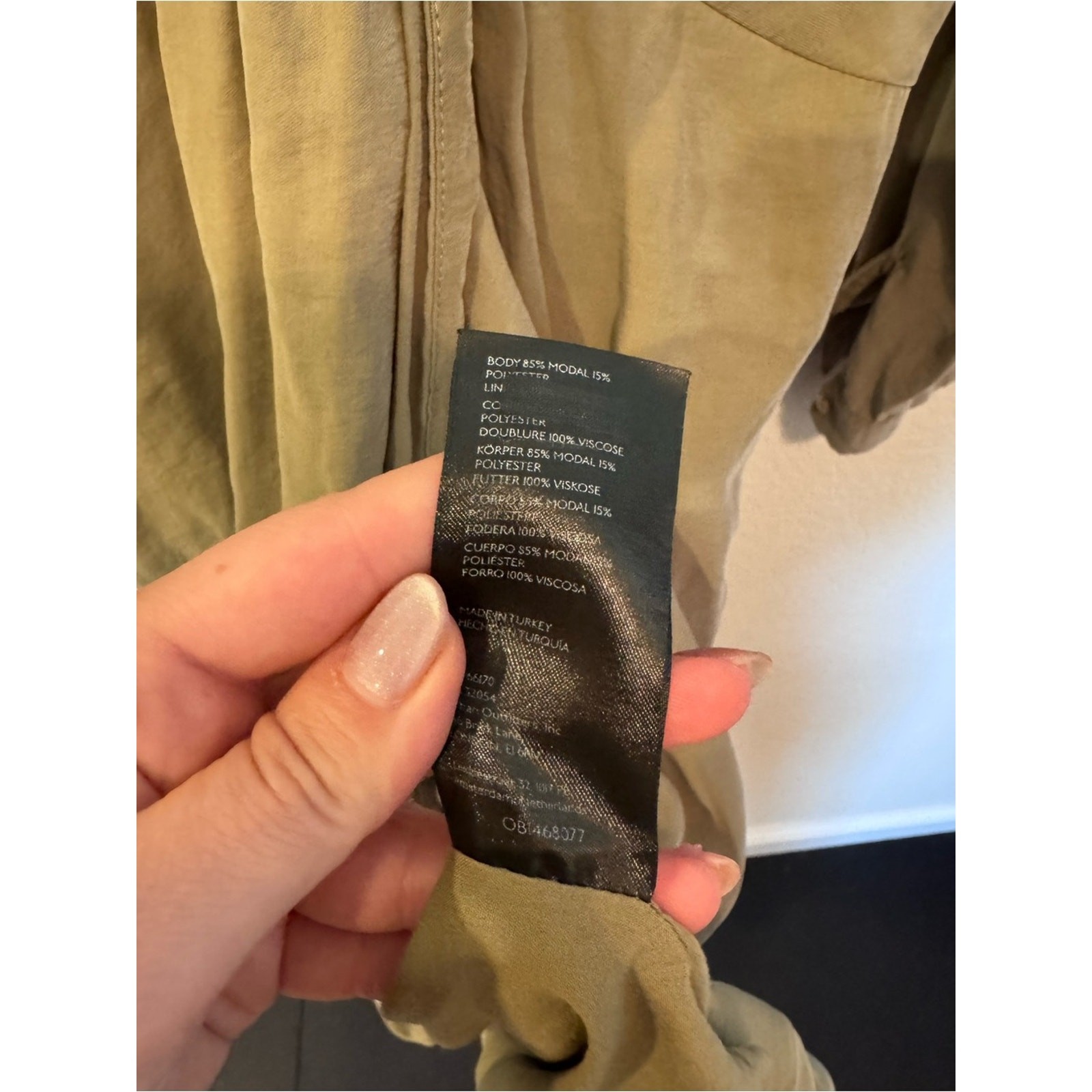 Anthropologie Olive Green Twist Front Midi Dress Size 6 Long Sleeve