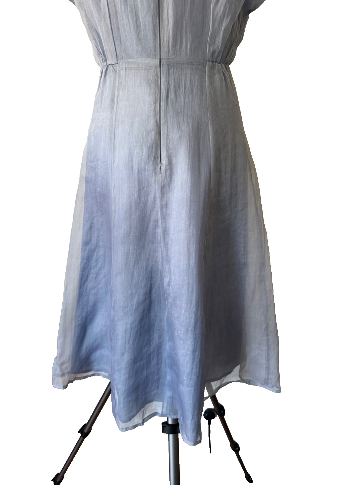 Nancy Mac 100% Pure Silk Dress Size 2 UK 8–10 Blue Shimmer Occasion Midi Dress