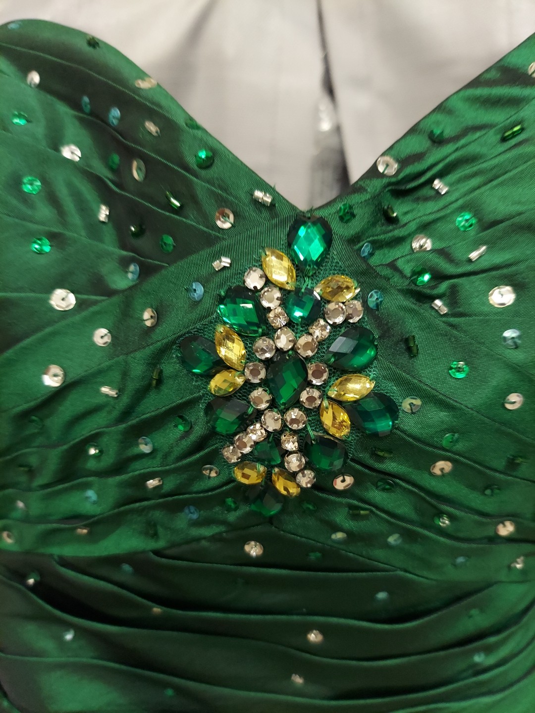 Maorilee Hunter Green Gem/sequence 15/16 Torso Dropped Mermaid Dress