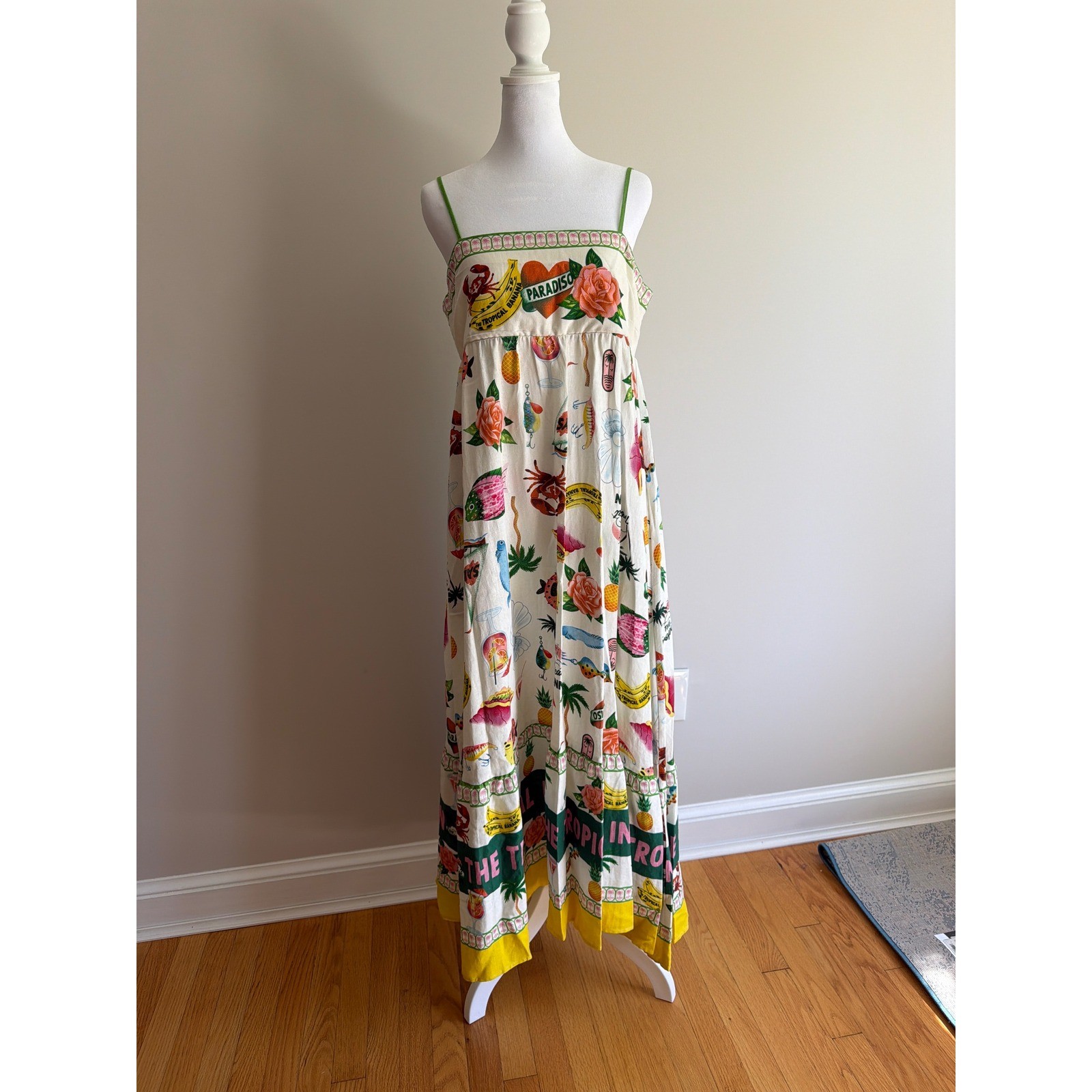 Rachel Zoe Tropical Inn Paradiso Maxi Dress Multi-Color Novelty Print M