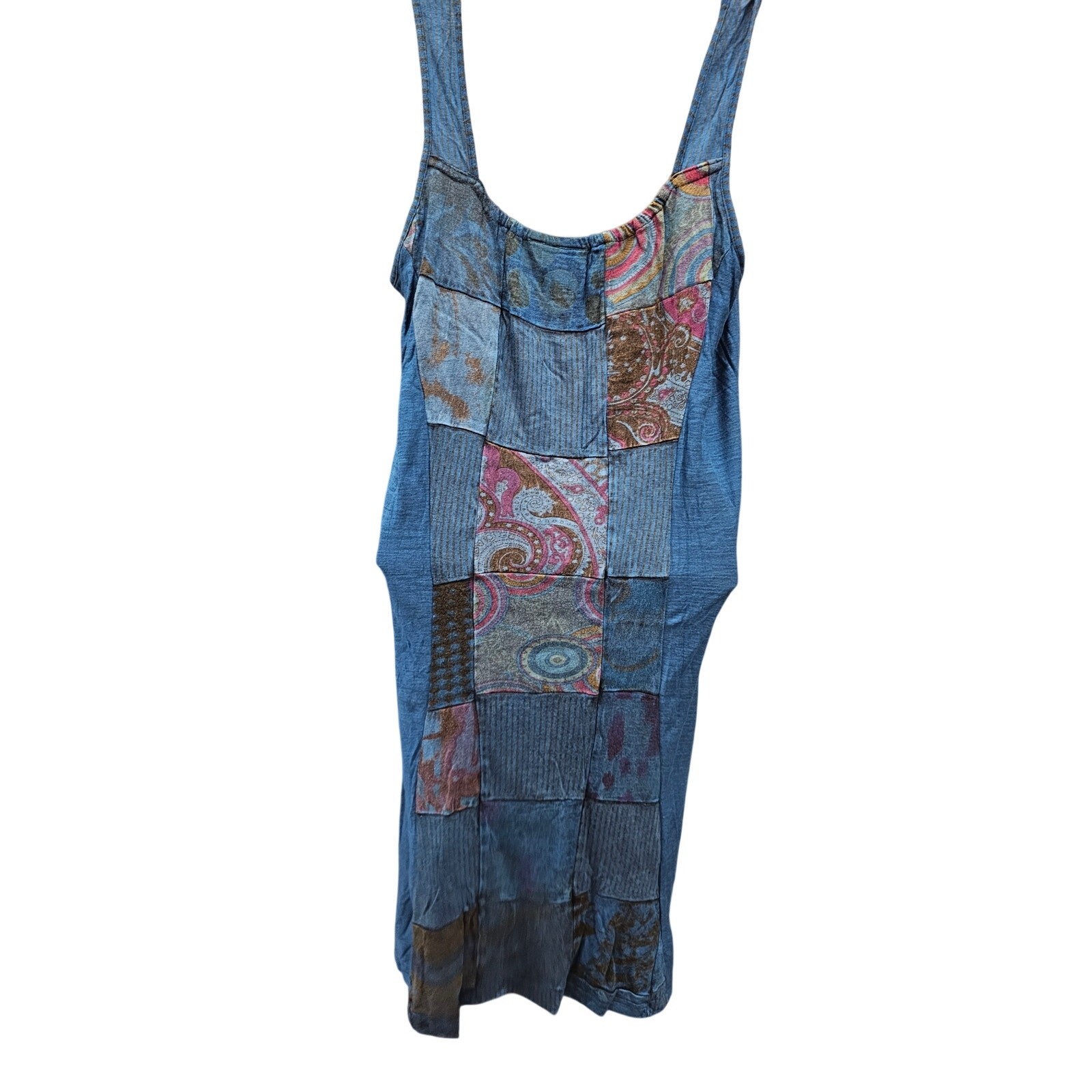 Parsley & sage boho patchwork sleevless summer dress sz M tie-dye EUC comfort