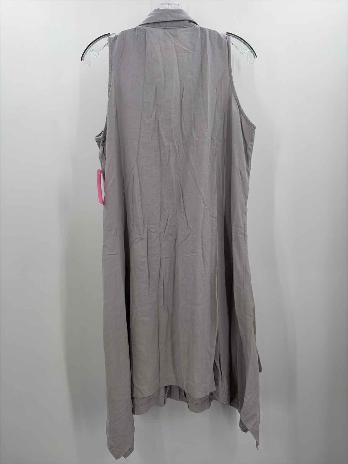 Pre-Owned For Cynthia Grey Size Medium Button Down Midi Sleeveless Dress