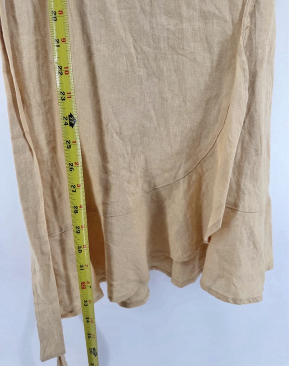 Linen Wrap Dress, Short Sleeve Collared, Knee Length Boho Costal Fisherman Read