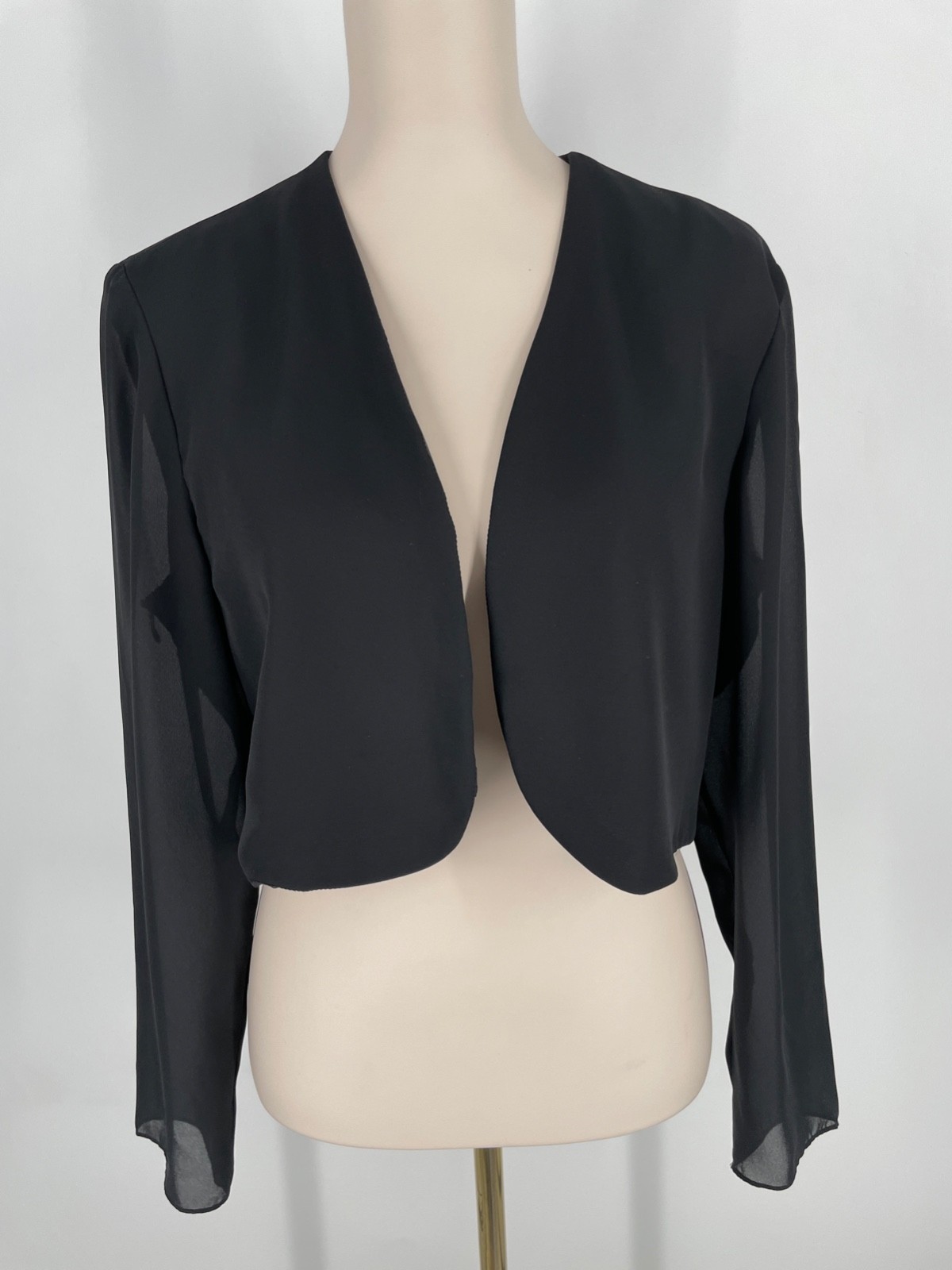 VTG Virgo women’s 12 Black Chiffon A-Line 2pc Dress set Scoop Neck bolero jacket