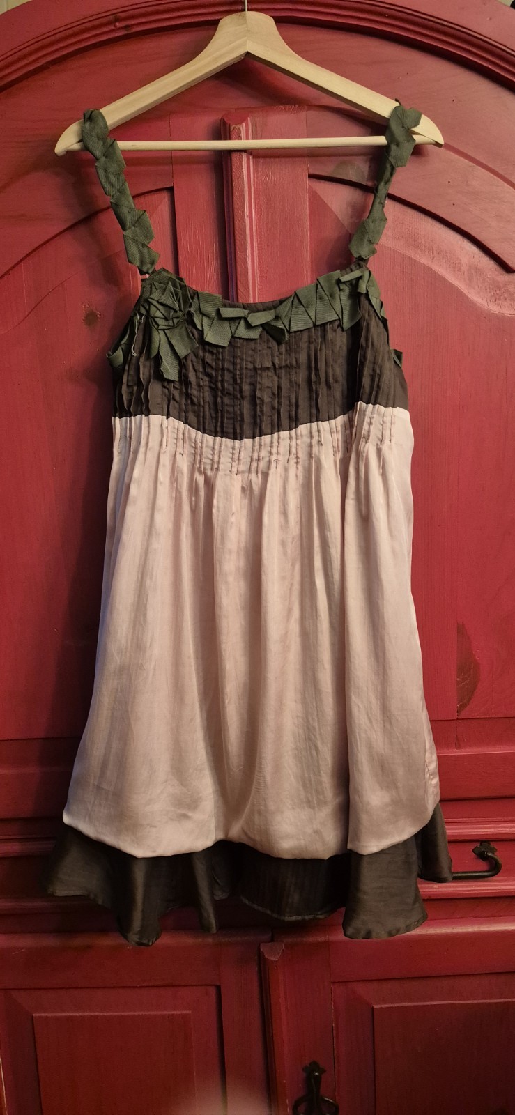 Ryu Size Large Vintage Bubble Baby Doll Dress Whimsygoth Pink Floral Straps EUC