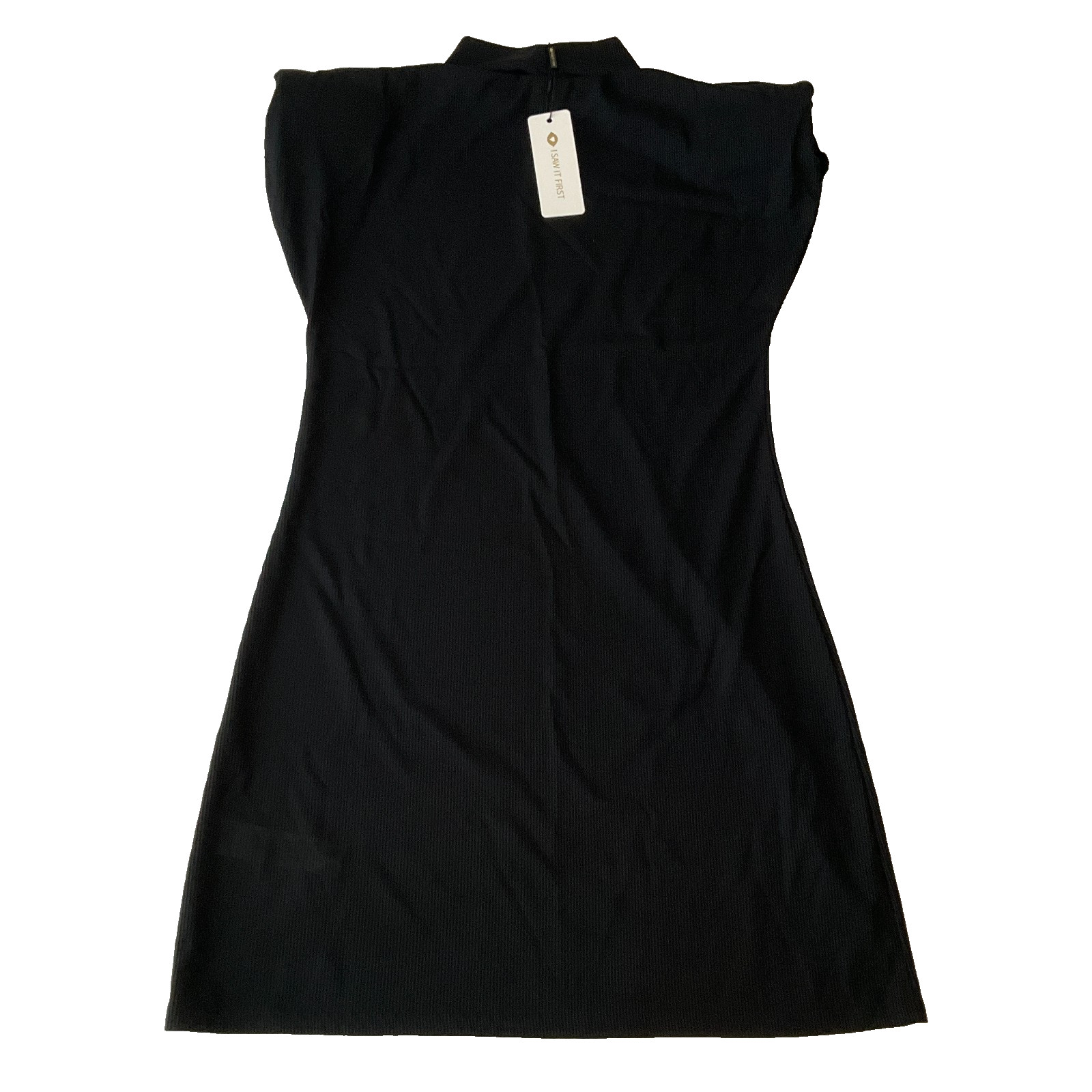 I Saw It First Sleeveless Dress Womens Size 12 Black Ribbed Padded Shoulders