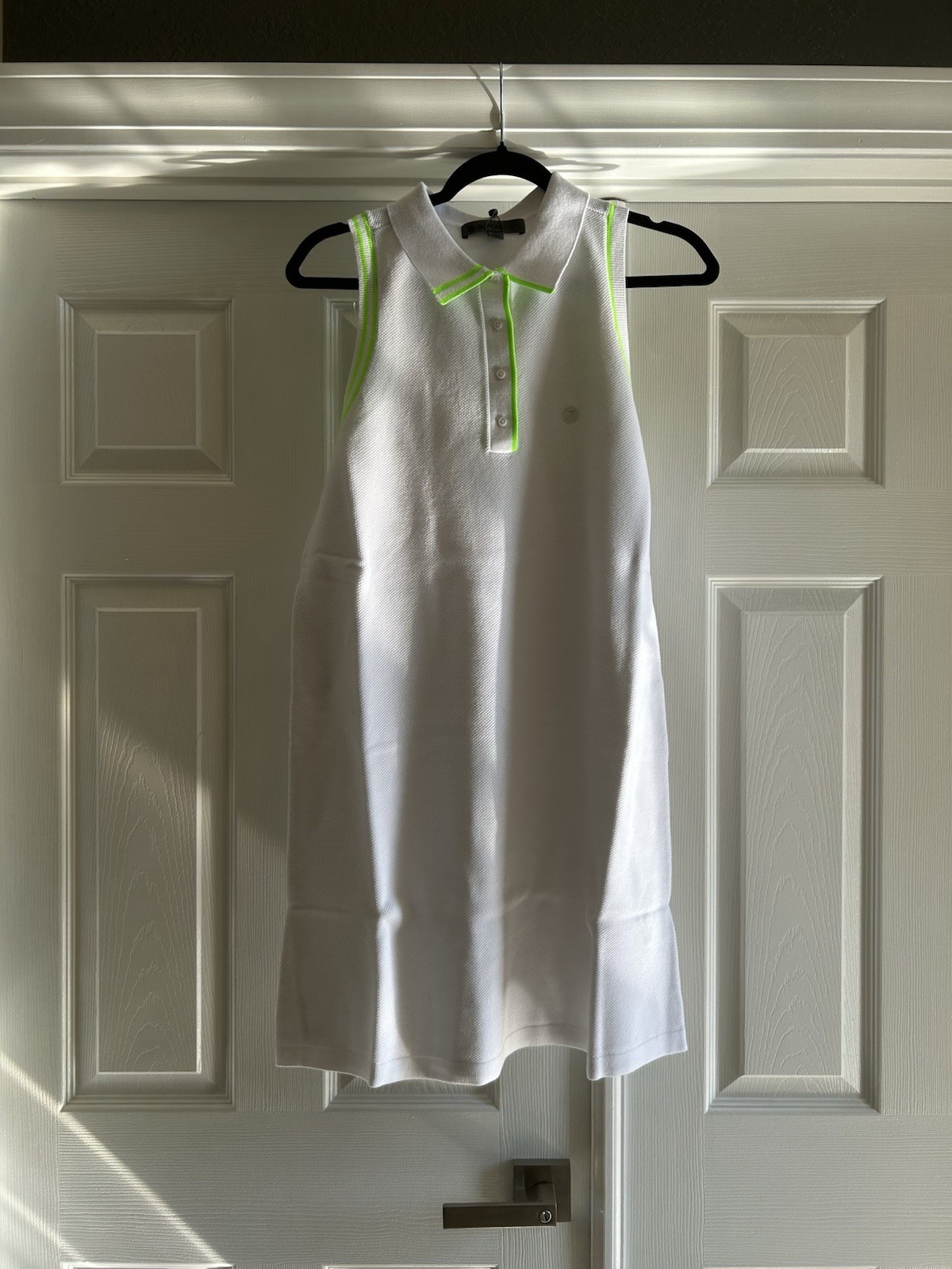 G/Fore Fully Fashioned Cotton Pique Sleeveless Polo Dress White Size L NWT Women