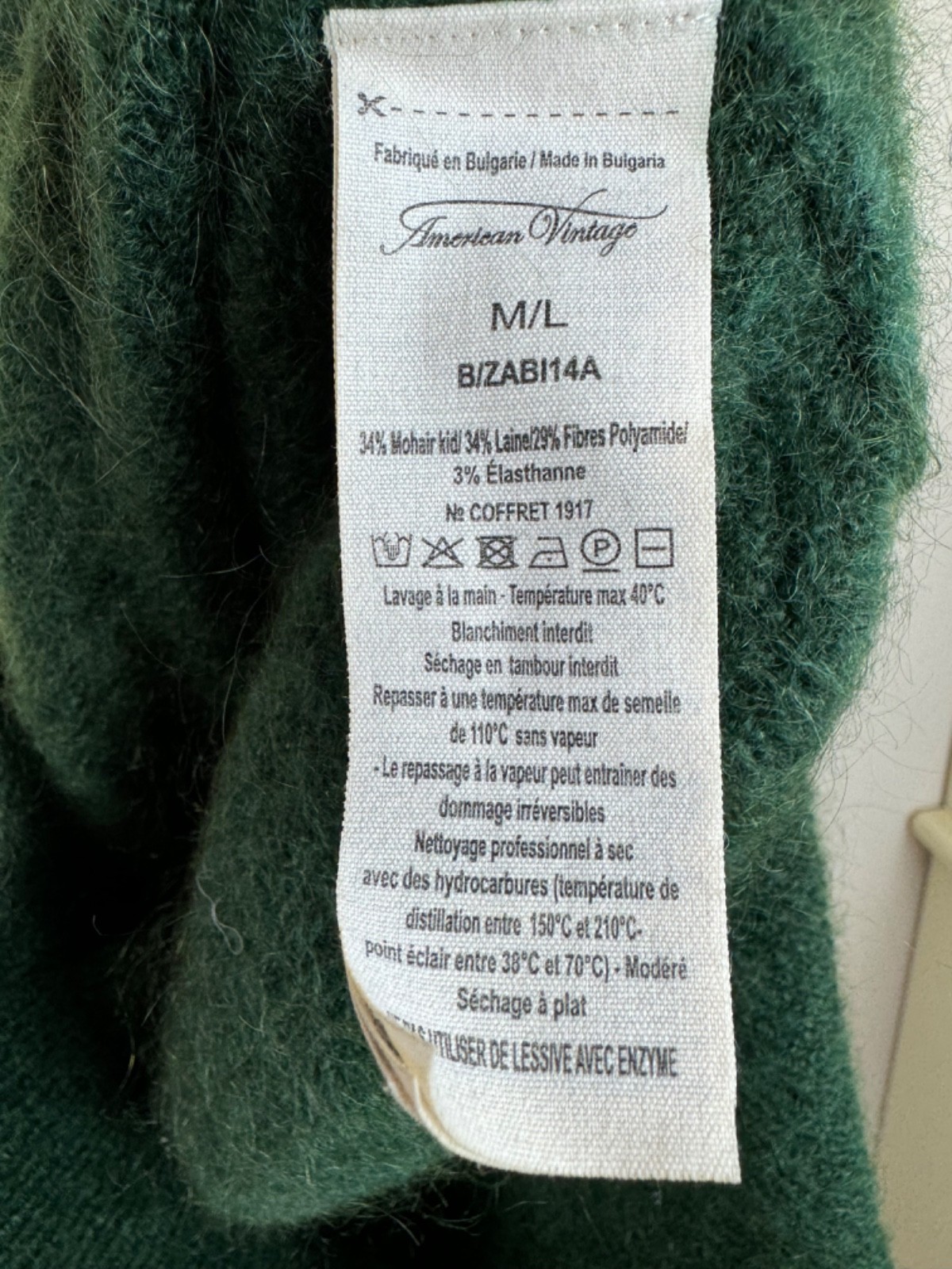 AMERICAN VINTAGE Mohair Wool Fluffy Maxi Sweater Dress Jumper Gown Green M/L