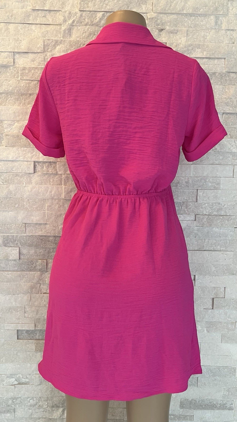 Fuchsia Short Sleeve Frilled Ruffle Side Tie Wrap Dress Size S Fashion nova.