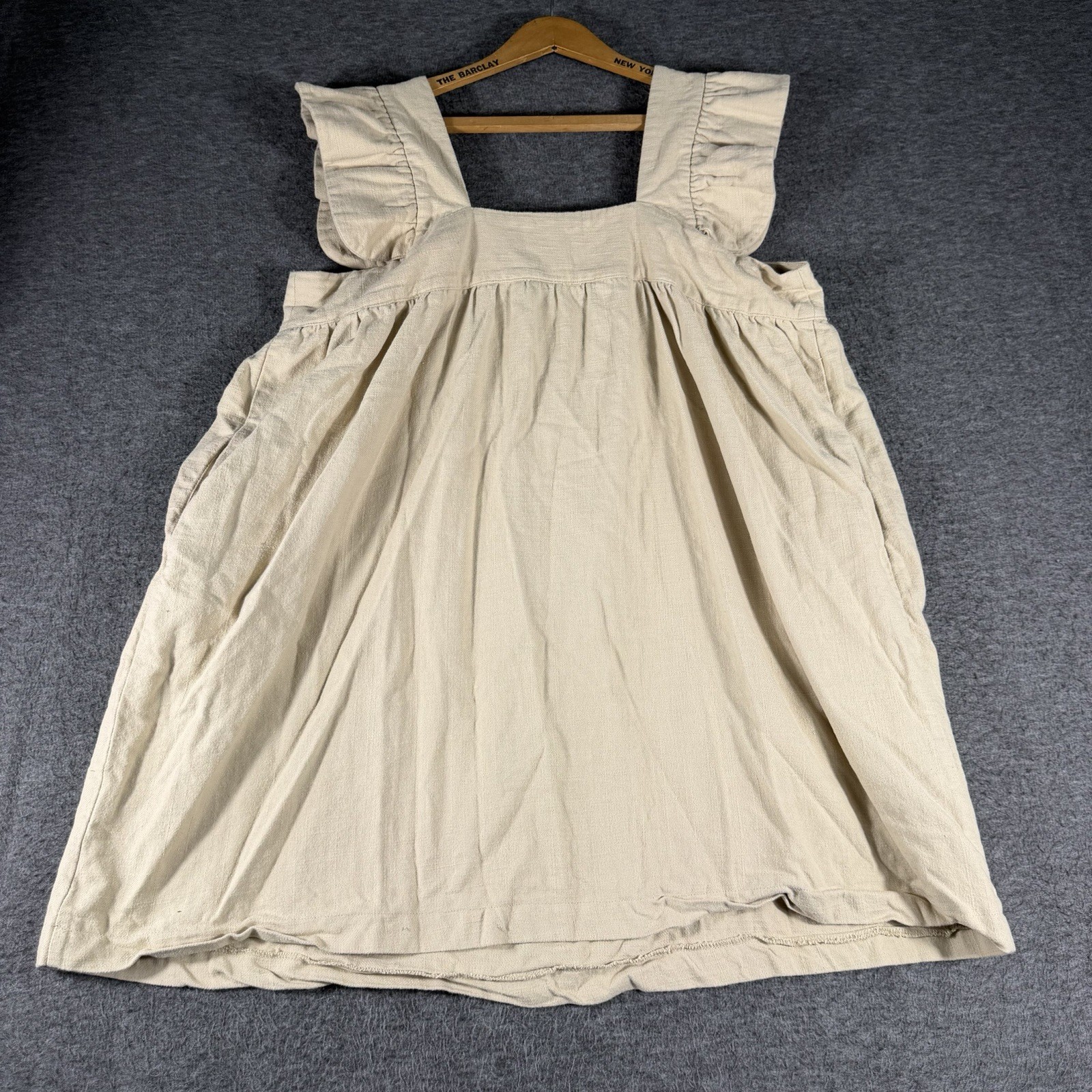 Pomander Place by Tuckernuck Beige Camilla Flutter Sleeve Dress Size L Pockets