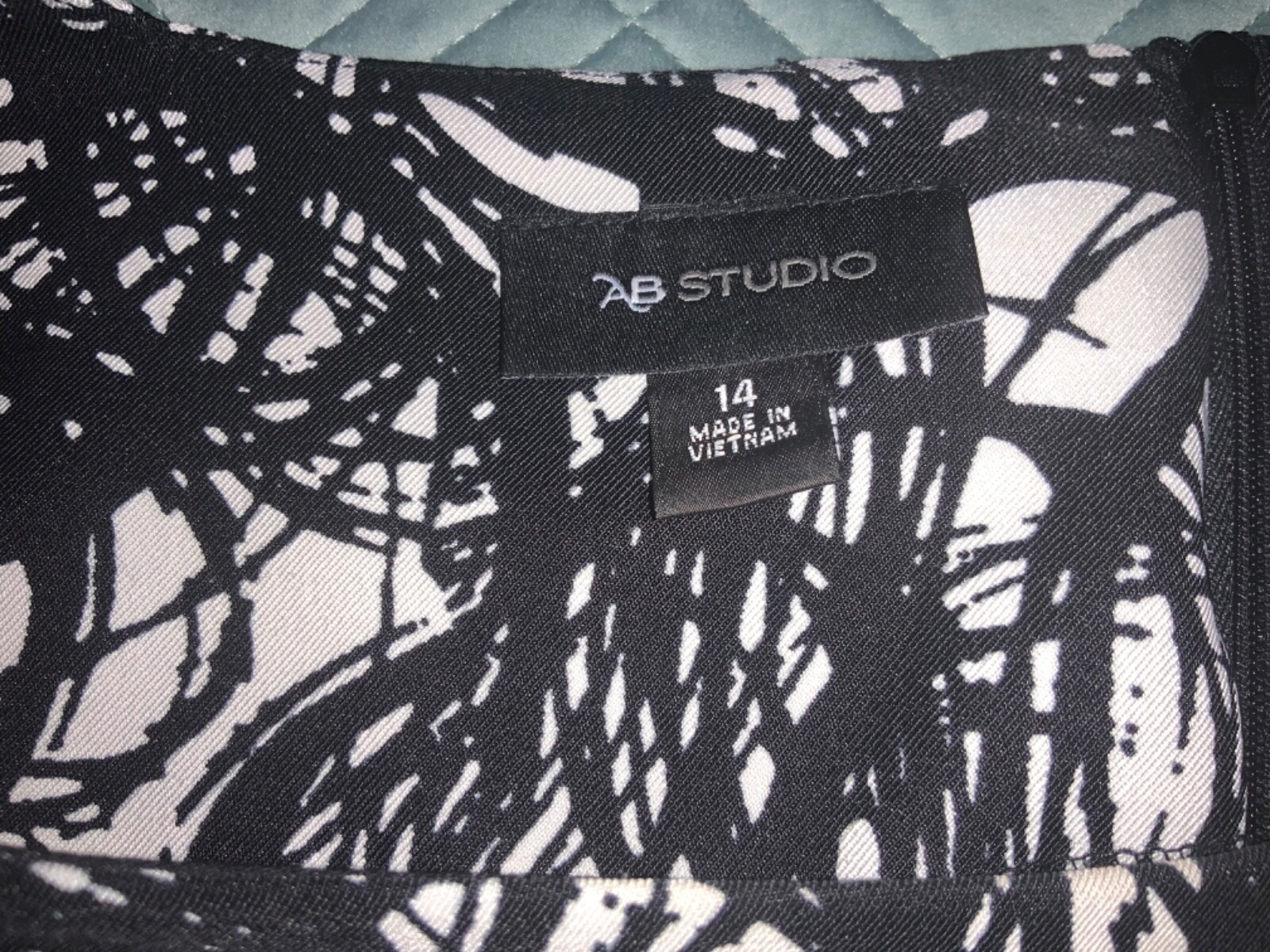 🌸 AB Studio Ladies Black White Polyester Sleeveless Shift Dress Size14 (D20) 🌸