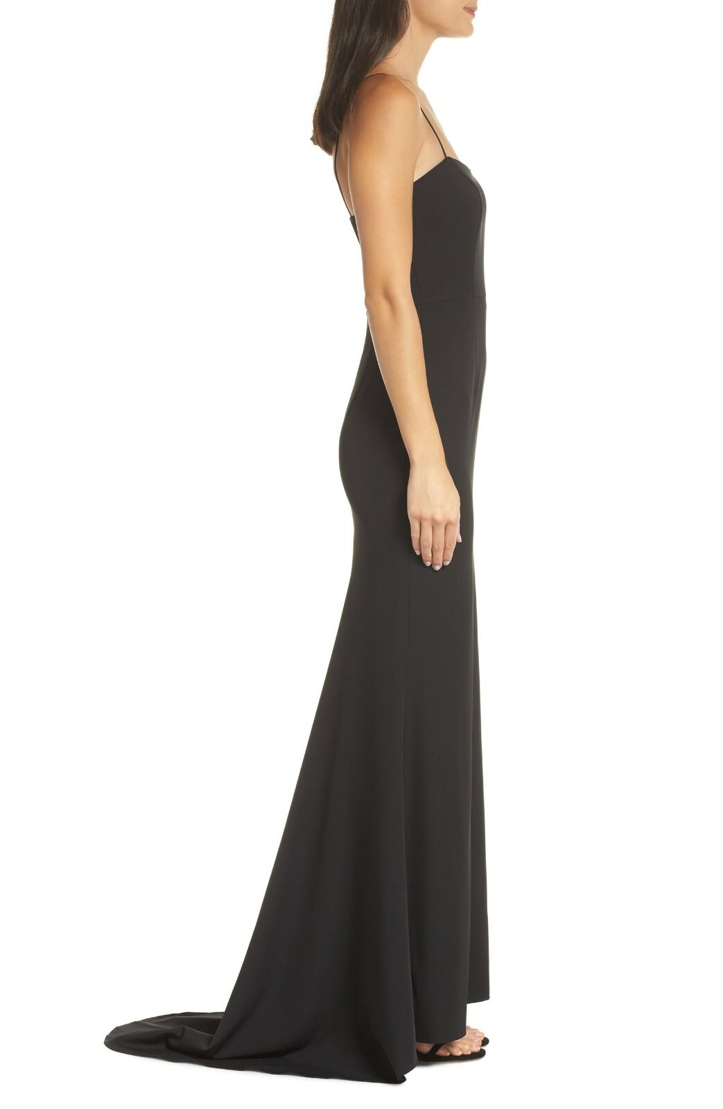 JARLO Black Square Neck Camisole Tank Mermaid High-Low Gown w/ Train 4 US = S