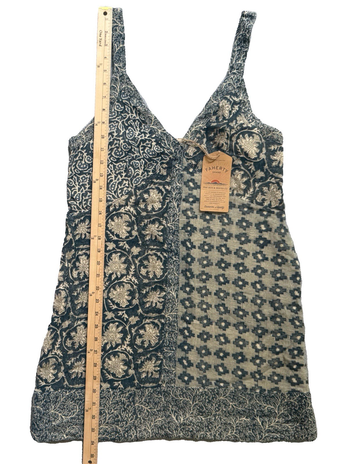 Faherty | Annabelle Patchwork Boho Dress | NWT | 10 | Artisan Cotton Gauze