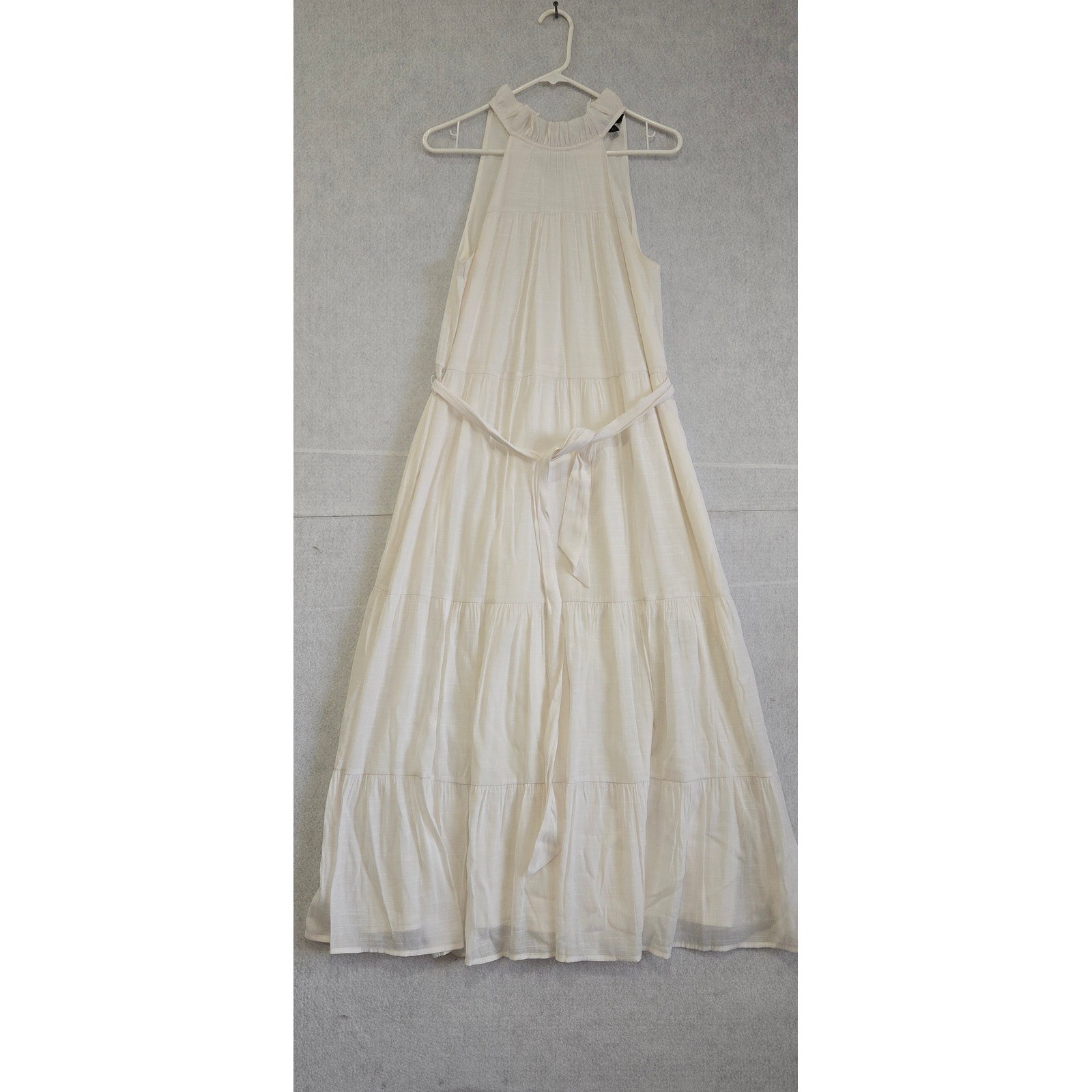 Banana Republic cream Halter Tiered Maxi Dress Textured Cotton Size S