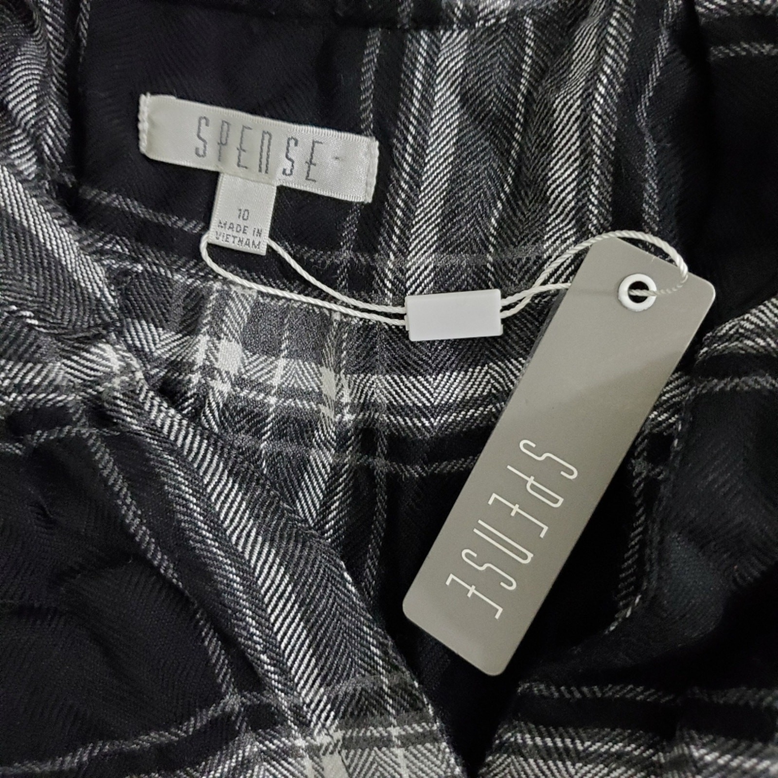 NWT Spense Black White Plaid Shirtdress Pockets Size 10 Old Money Quiet Luxury
