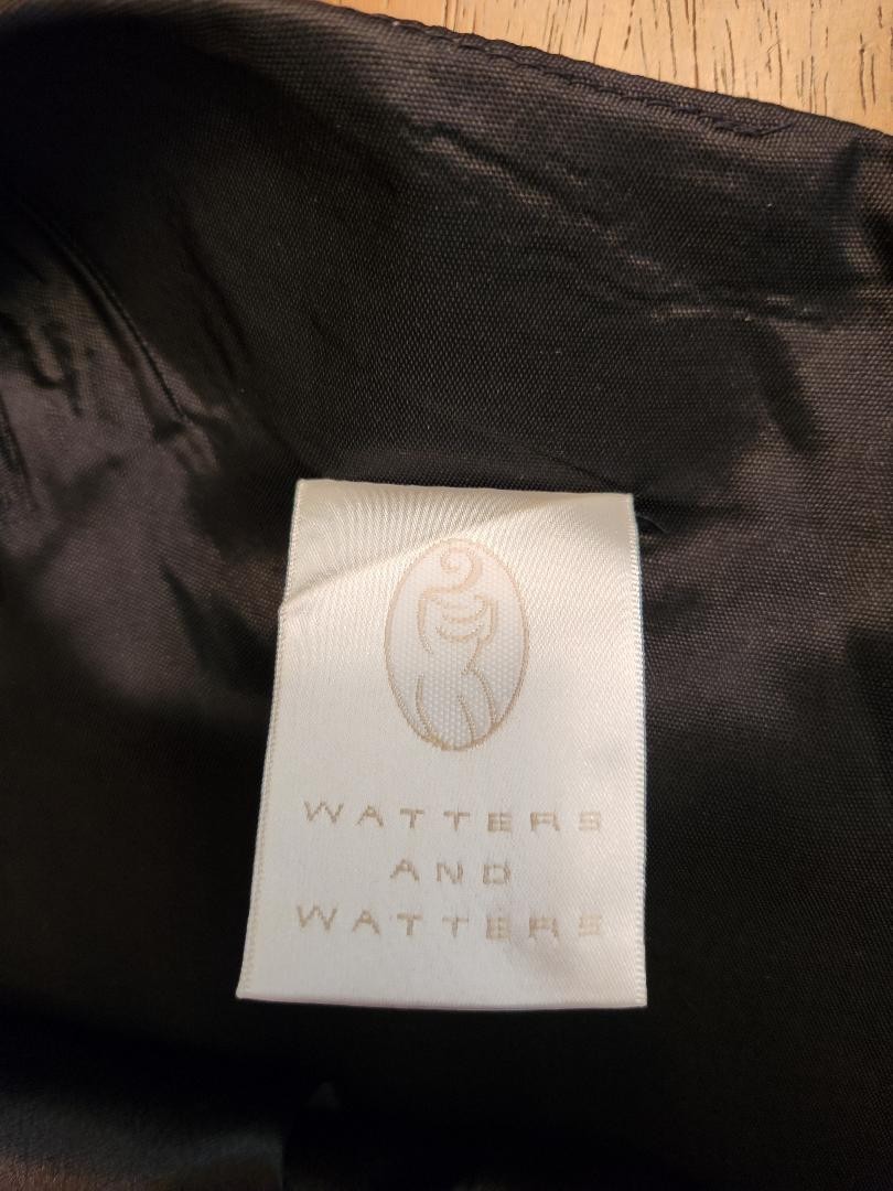 Watters & Watters black satin evening gown, size 8, sleeveless