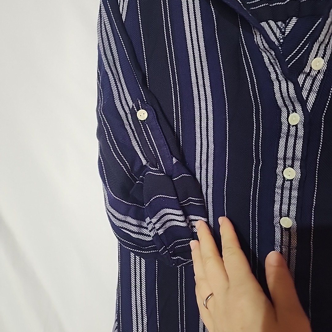 Max Edition Shift Dress Blue Striped 3/4 Sleeve Casual Women’s Small