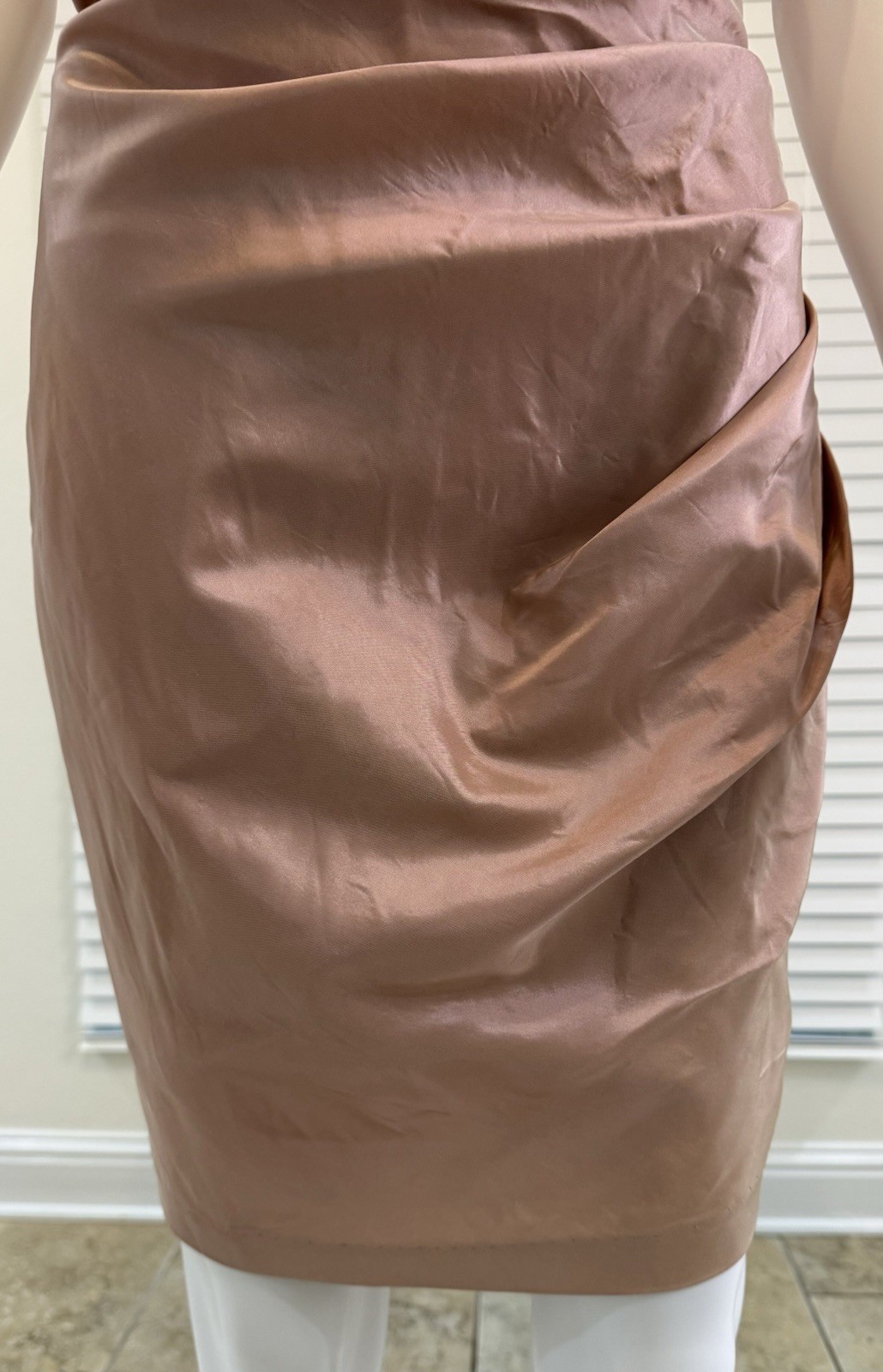 Alexia Admor Blush Satin Strapless Ruched Lined Sheath Knee Dress Size M
