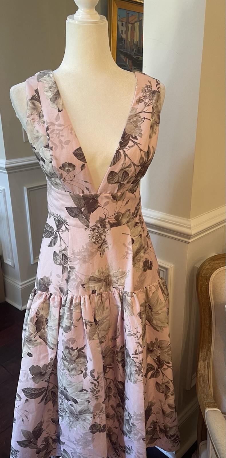 Alice + Olivia Lila Structured Midi Dress Meadow Pink Floral US 6 UK/AU 10 NWT
