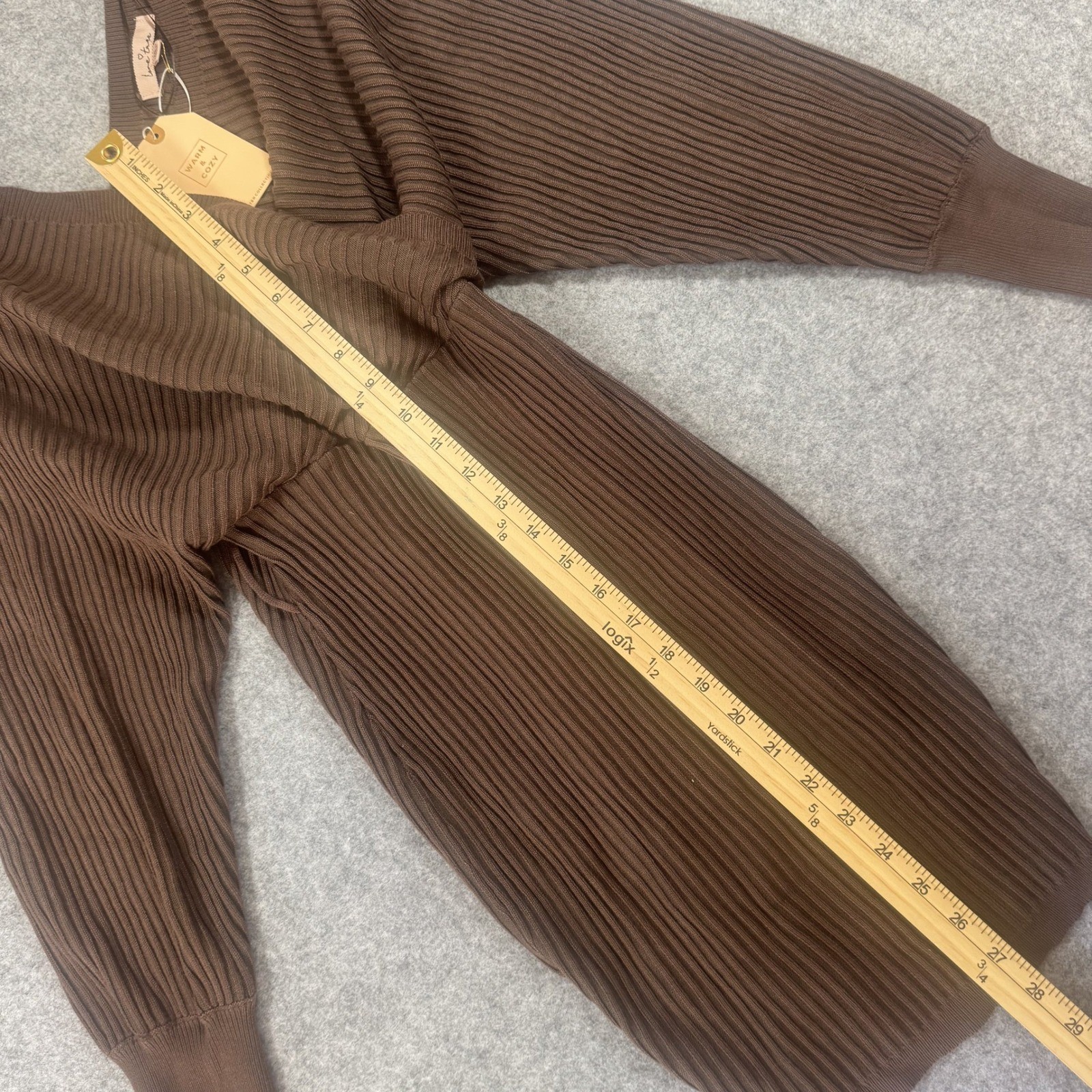 Love Tree Surplice Ribbed Knit Sweater Dress Medium Brown Dolman Sleeve NWT