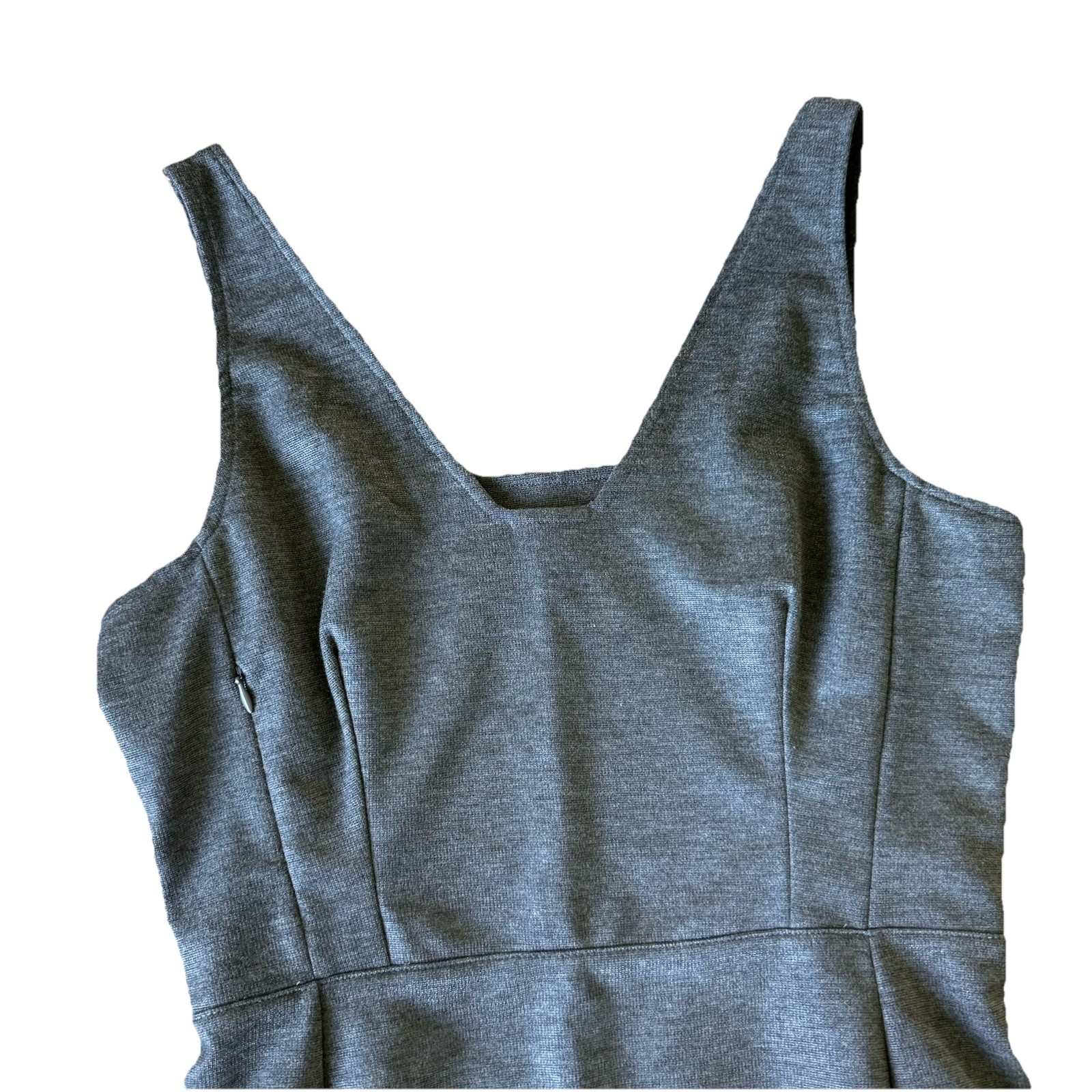 Betabrand Sudden Chemistry Ponte Knit Shimmer Gray Sheath Dress Sleeveless M