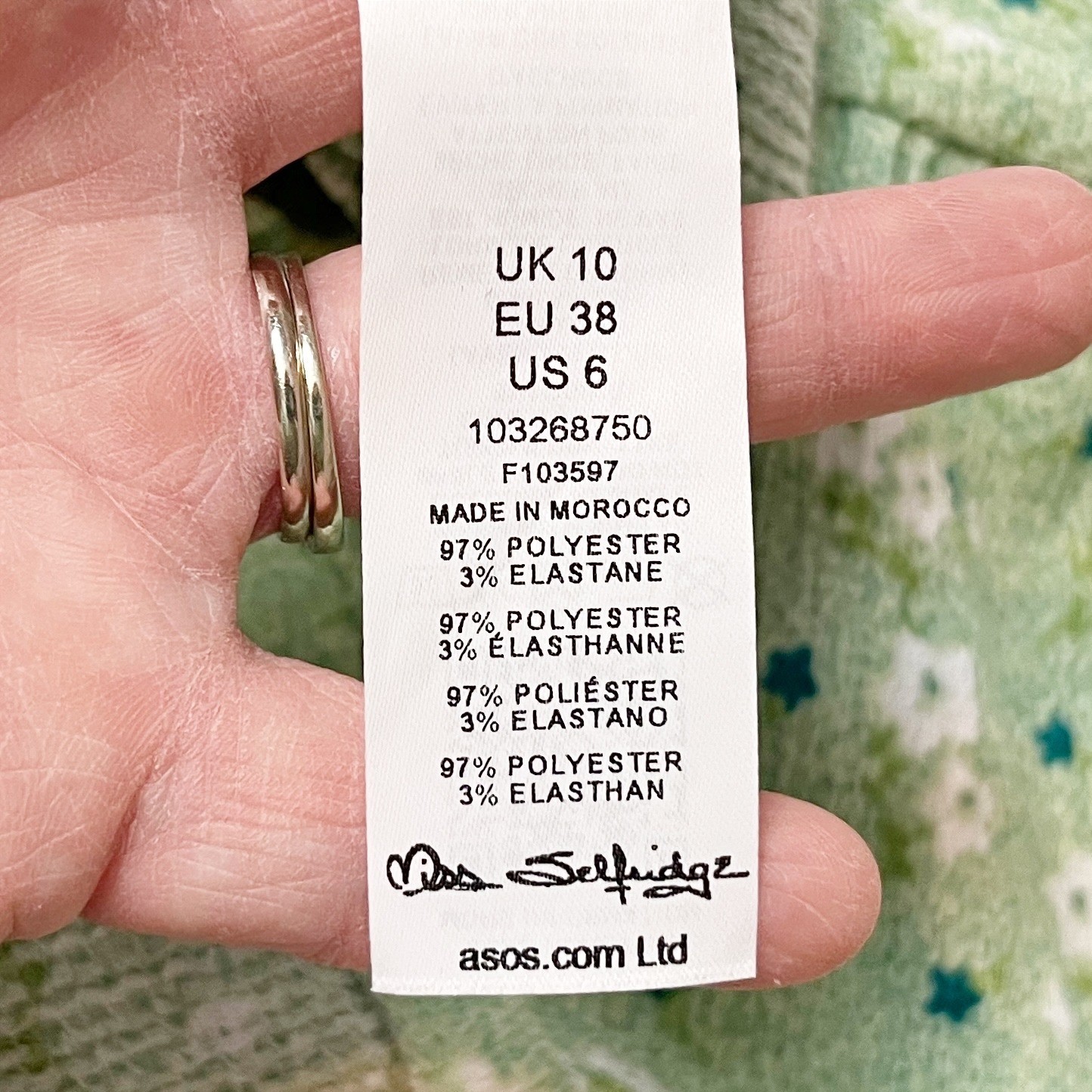 Miss Selfridge Green Floral Smocked Midi Dress 6 Puff Sleeve Milkmaid Cottage