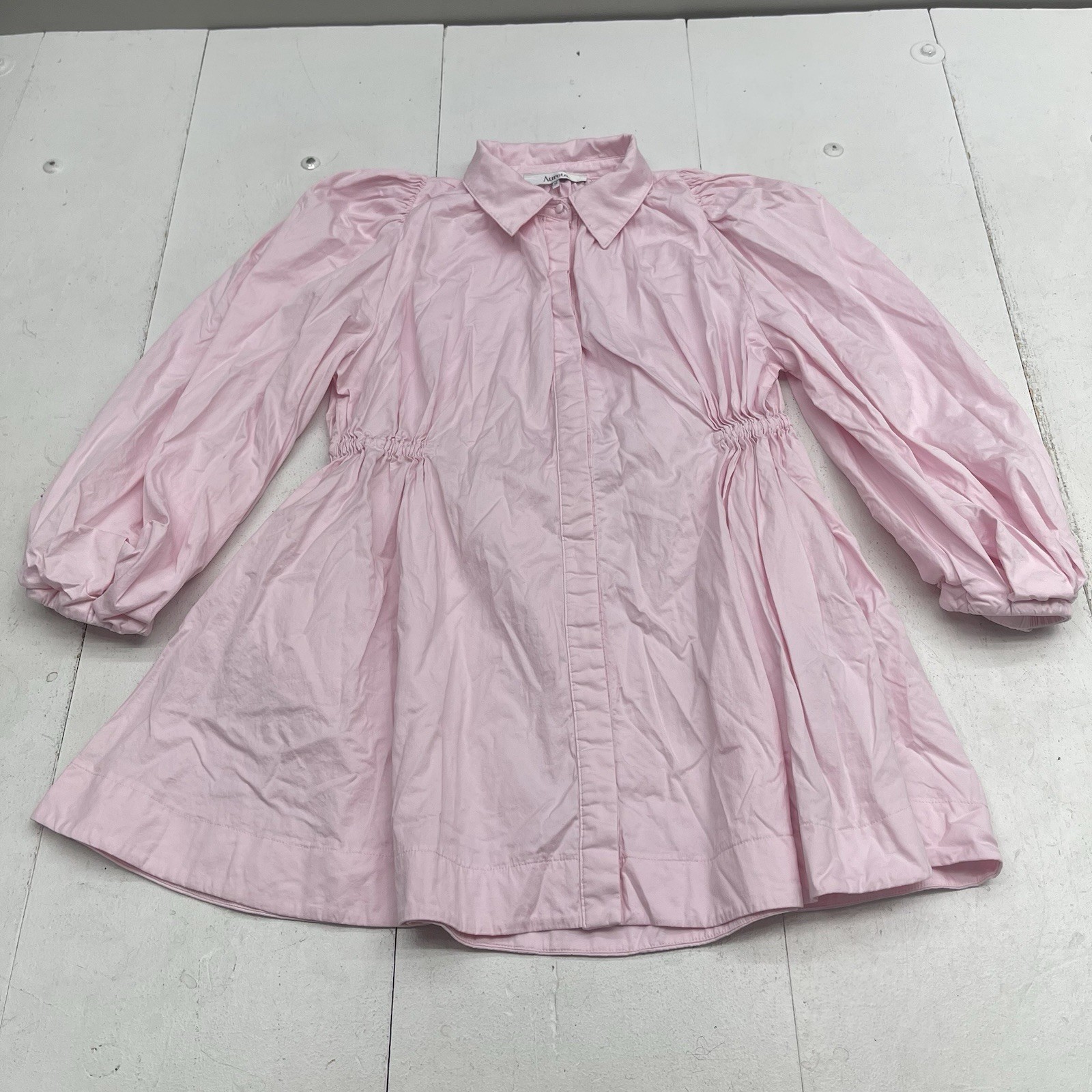 Aureta Pink Fairy Floss Daisy Button Up Mini Dress Women’s Size Medium