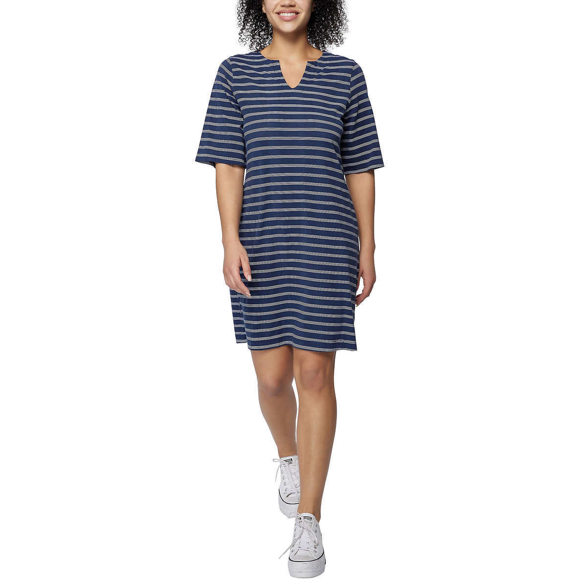Hang Ten Ladies Sun Dress Moisture Wicking Blue Nave Stripe Women’s Size L-XL