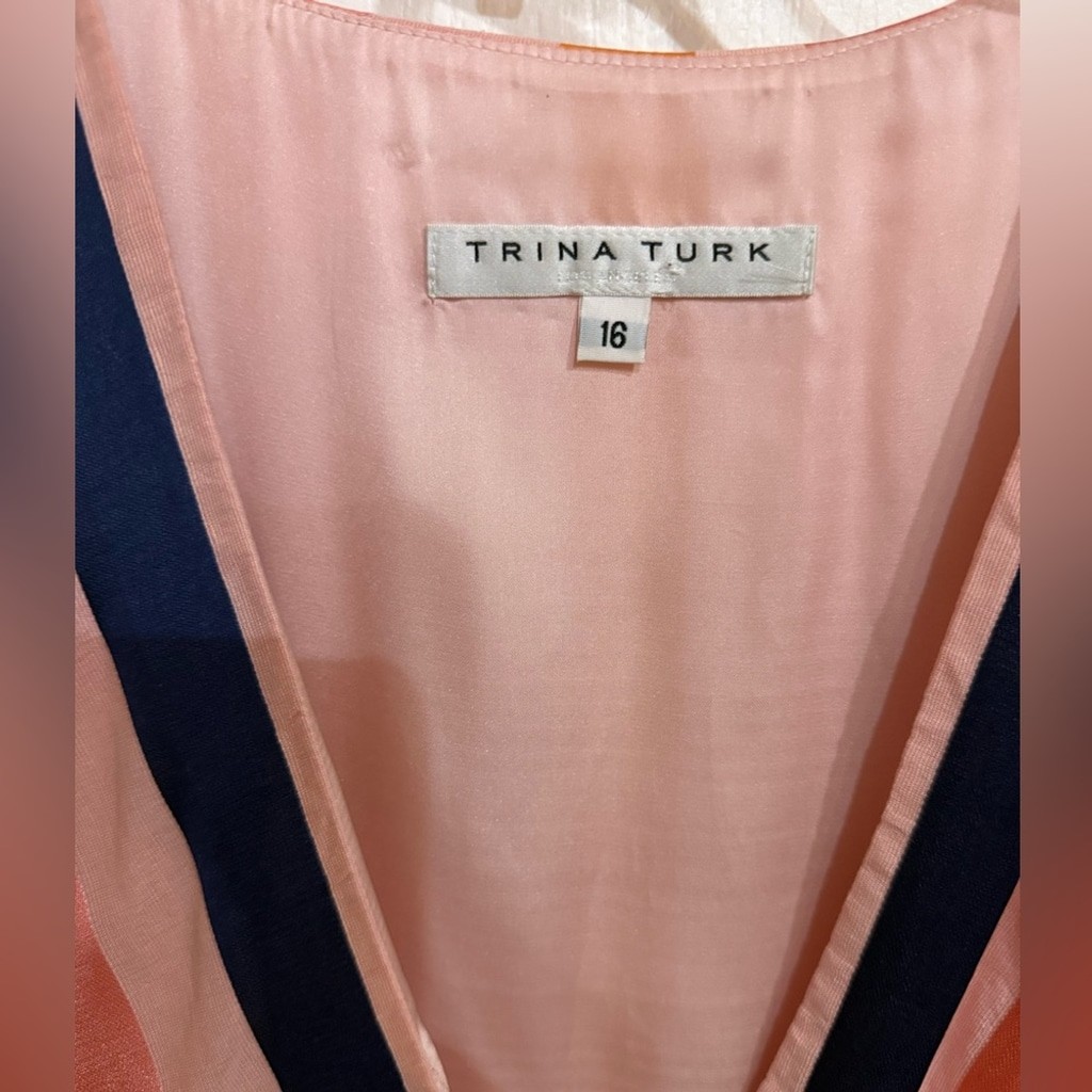 Trina Turk Peach Multicolor Striped Wrap Dress 16