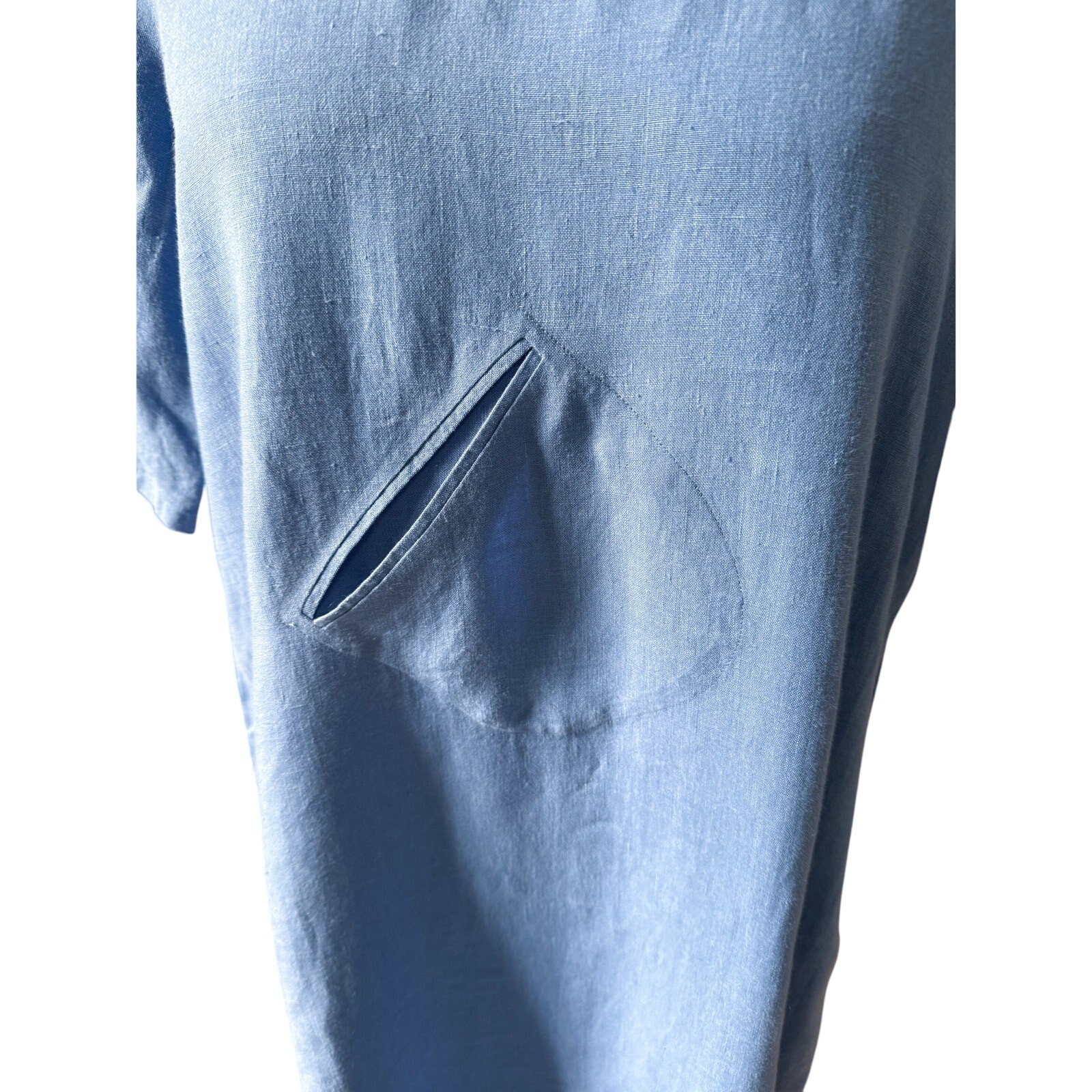 Agnes B Linen Short Sleeve Caftan Dress in Sky Blue Size 42/ US 10