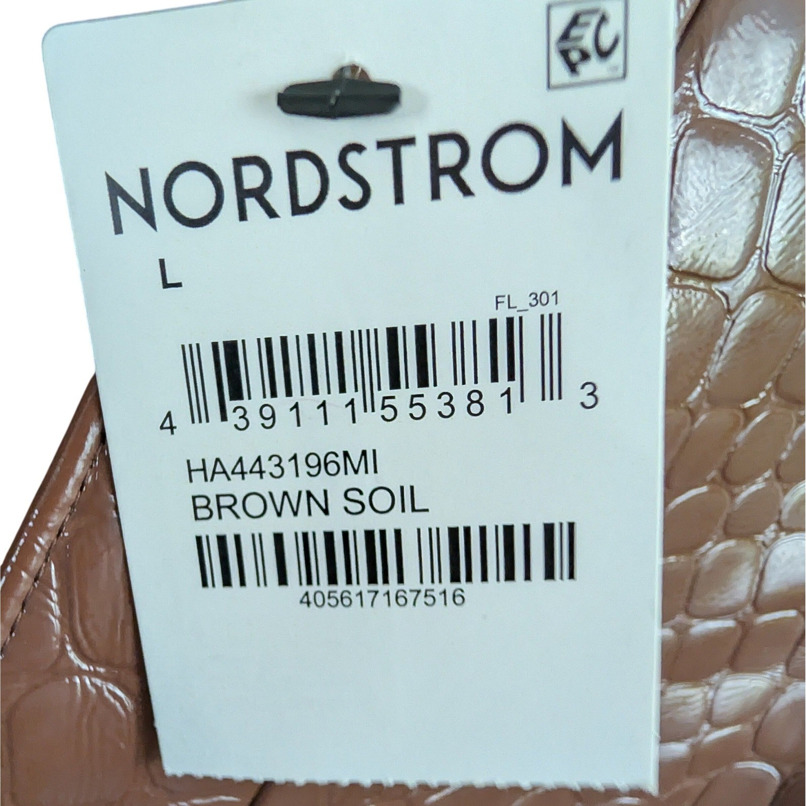 Halogen x Atlantic-Pacific Croc Embossed Faux Leather Jumper Dress Brown L NEW