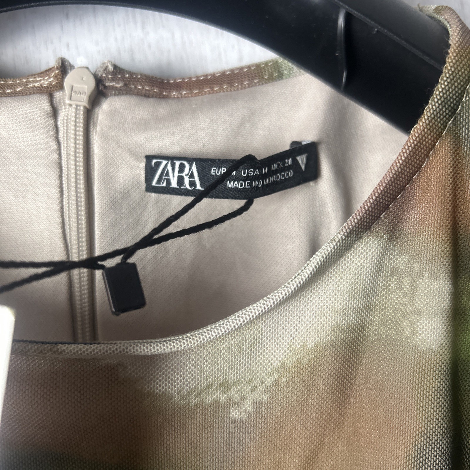 Zara Long Tie-dye Tulle Green Dress Size Medium New with Tags (J)