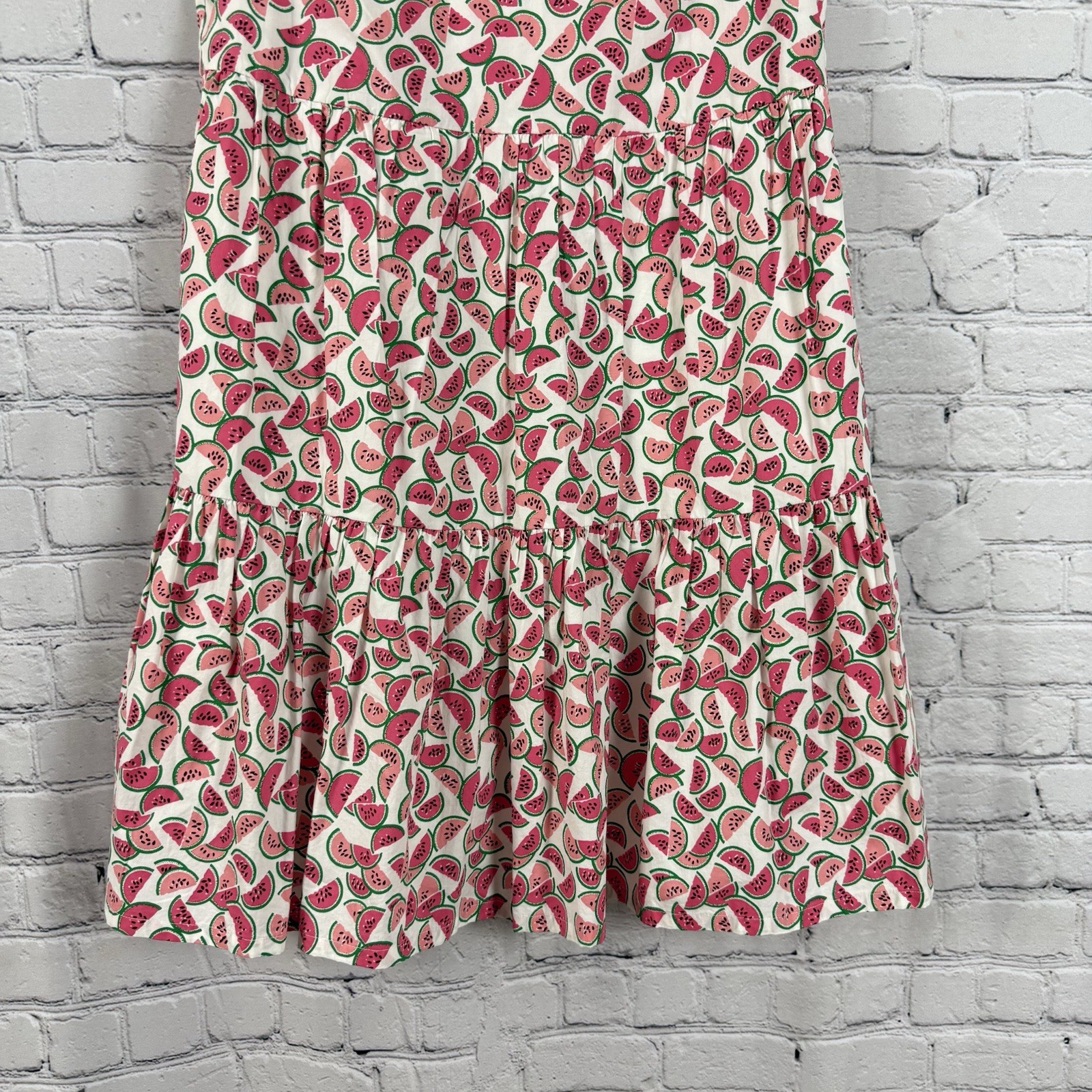 J.Crew Cotton Poplin Watermelon Print Tiered Mini Dress Sleeveless Women Size 4