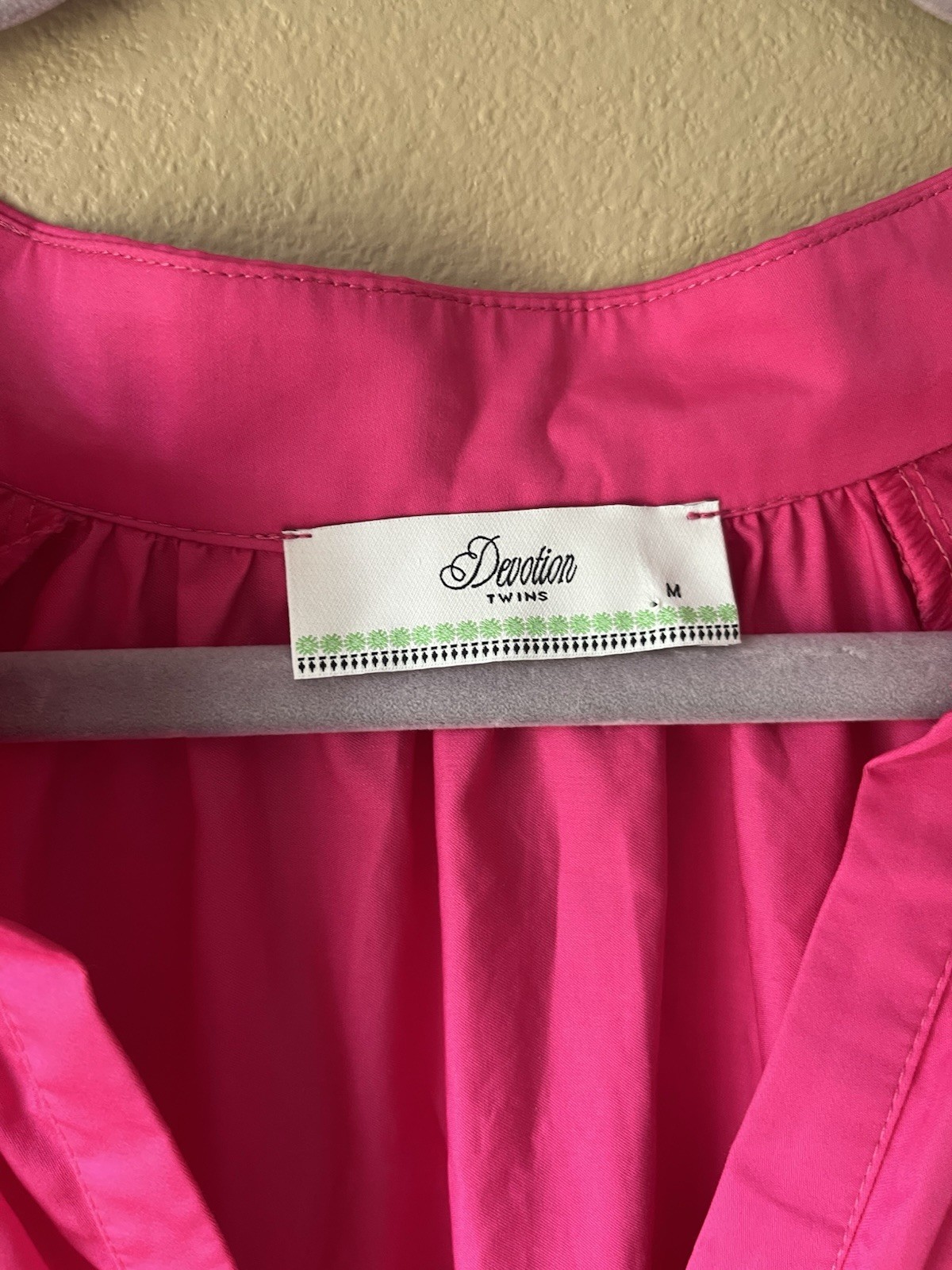 Devotion Twins Hot Pink Solid Azuritis Tunic Bubble Sleeve Asymmetrical Dress M