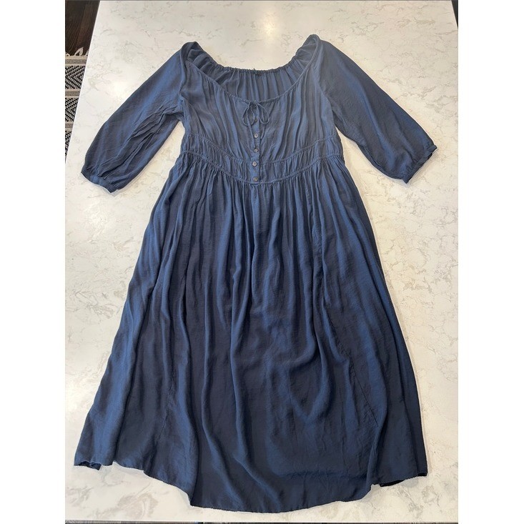 Madewell – Plus Twill Sophia Midi Dress – Size 3X Dark Baltic Boho Cottagecore